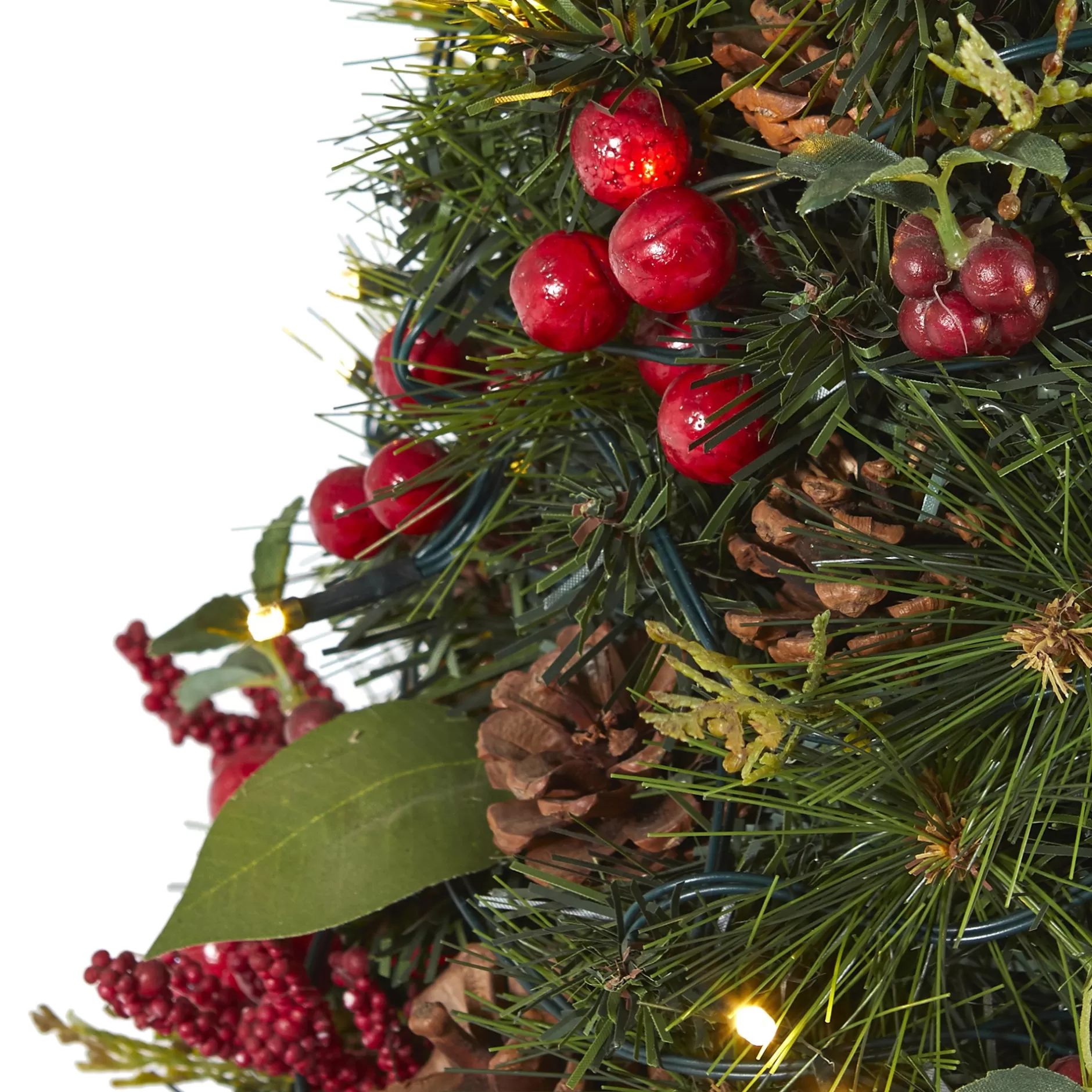 Best 2' Pre-Lit Berry And Pine Cone Artificial Christmas Tree, Clear Led Lights Pre-Lit
