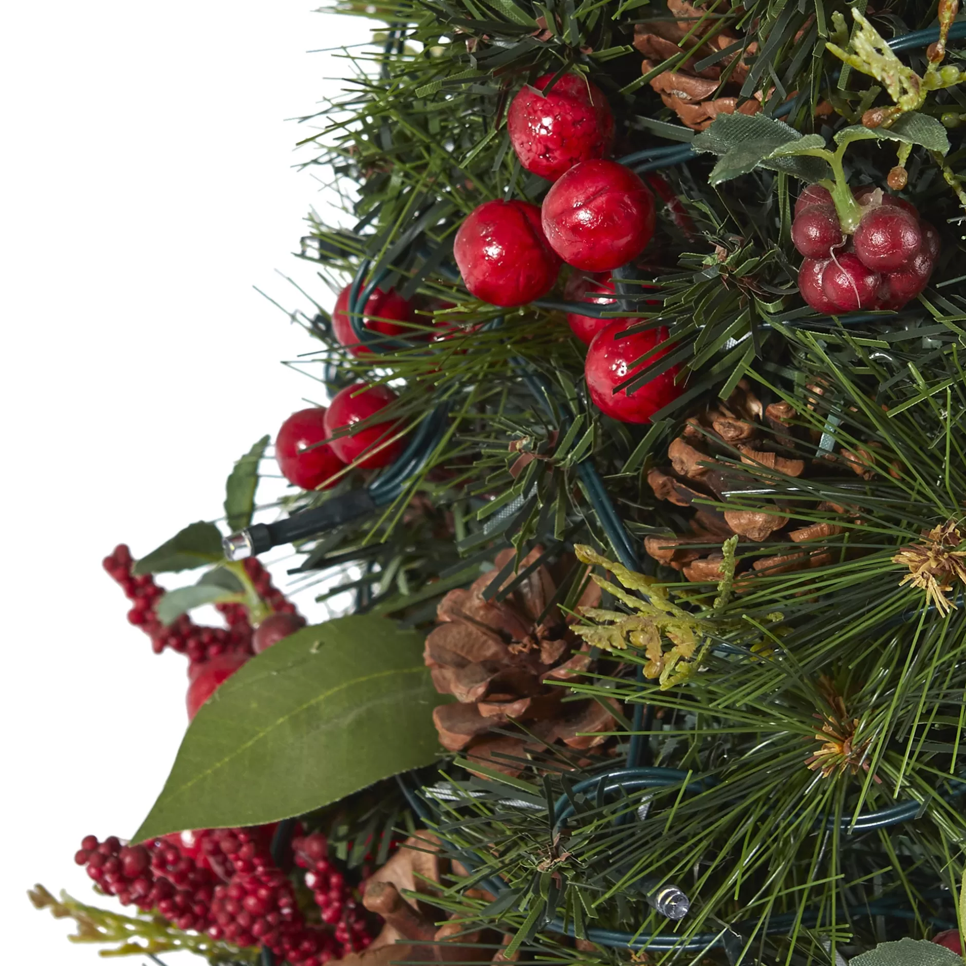 Best 2' Pre-Lit Berry And Pine Cone Artificial Christmas Tree, Clear Led Lights Pre-Lit