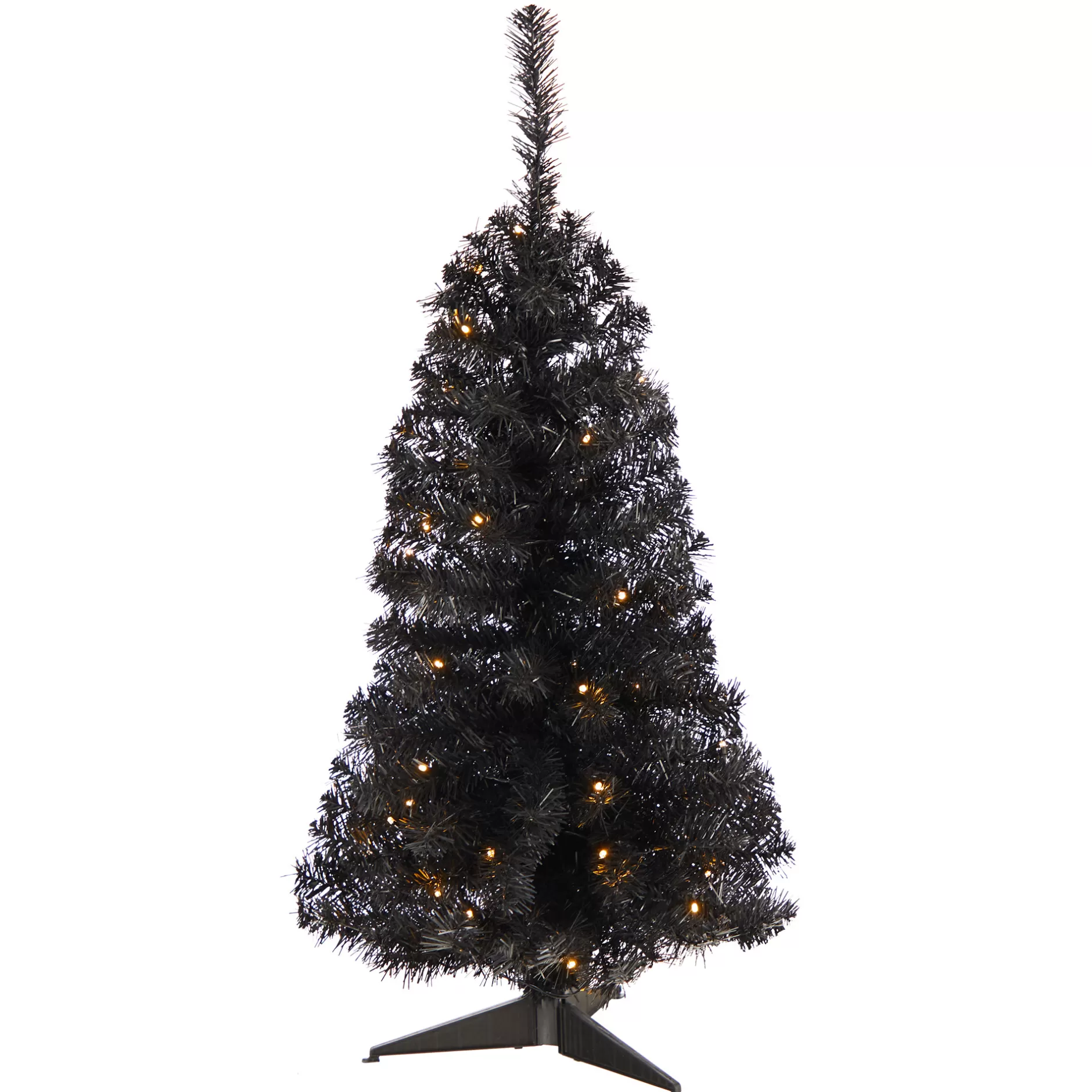 Discount 3' Pre-Lit Black Artificial Christmas Tree, Clear Led Lights Colorful