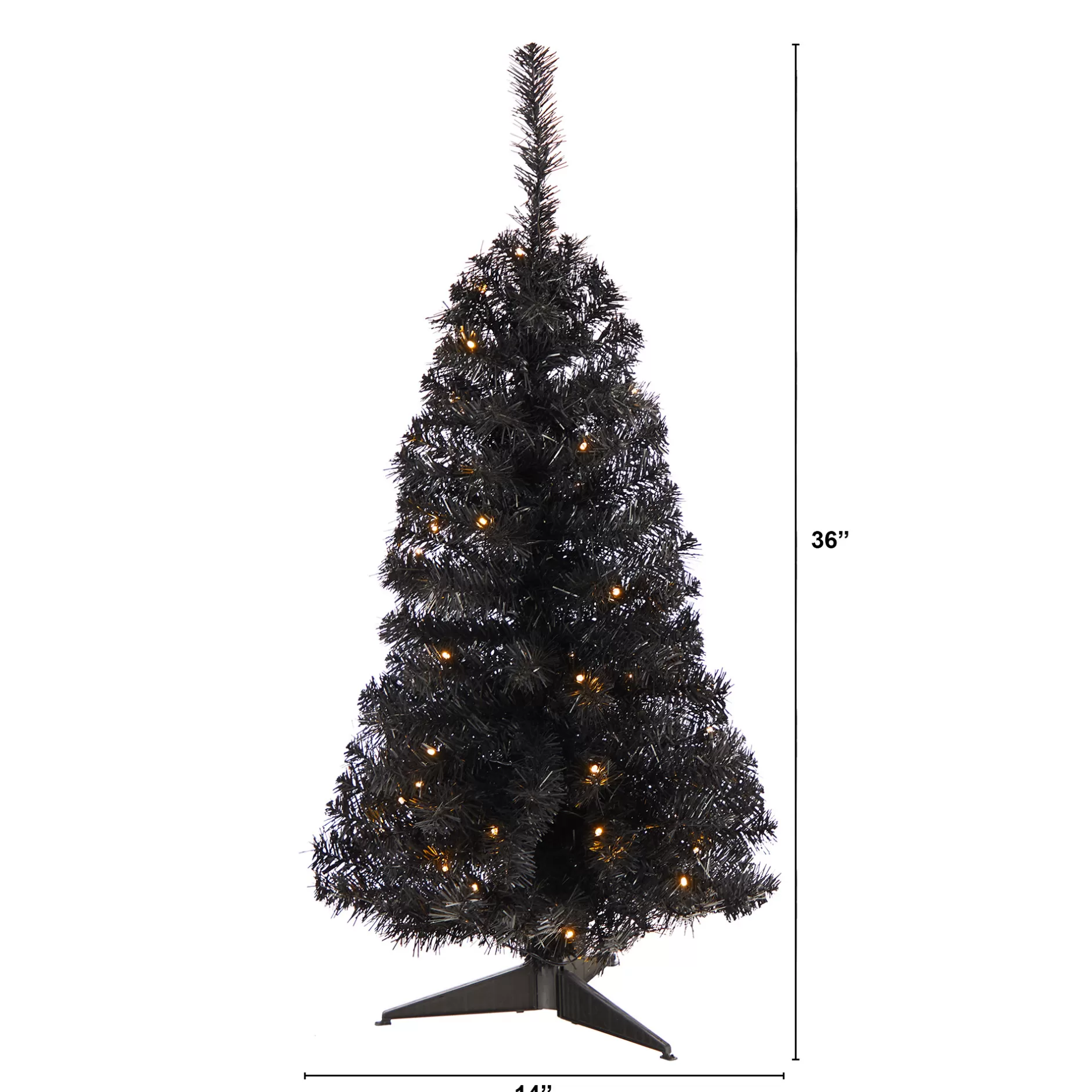 Discount 3' Pre-Lit Black Artificial Christmas Tree, Clear Led Lights Colorful