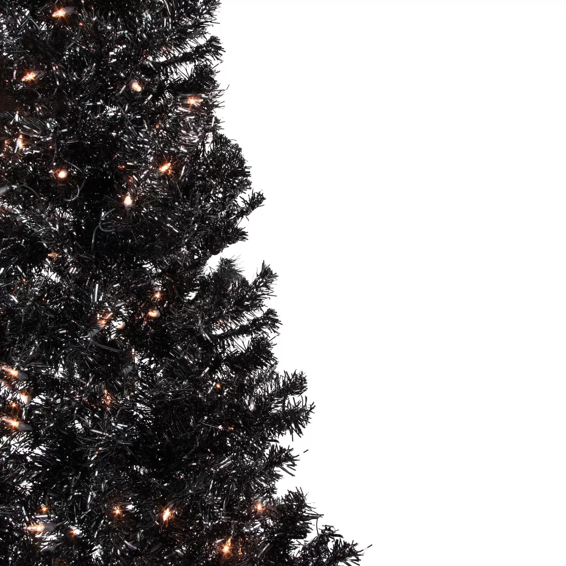 New 6' Pre-Lit Black Artificial Tinsel Christmas Tree, Clear Lights Colorful