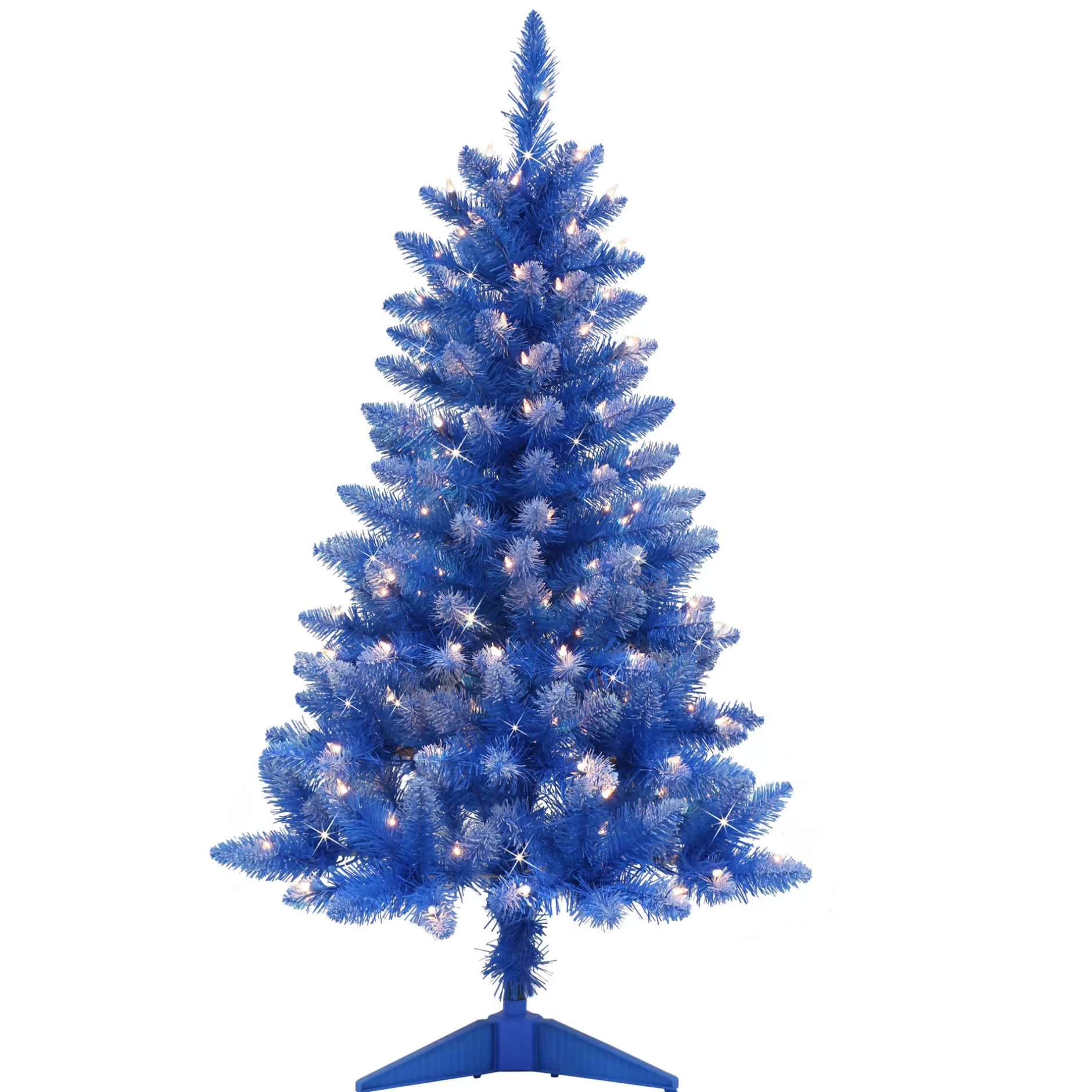 Clearance 4' Pre-Lit Blue Artificial Christmas Tree With Clear Lights Pre-Lit