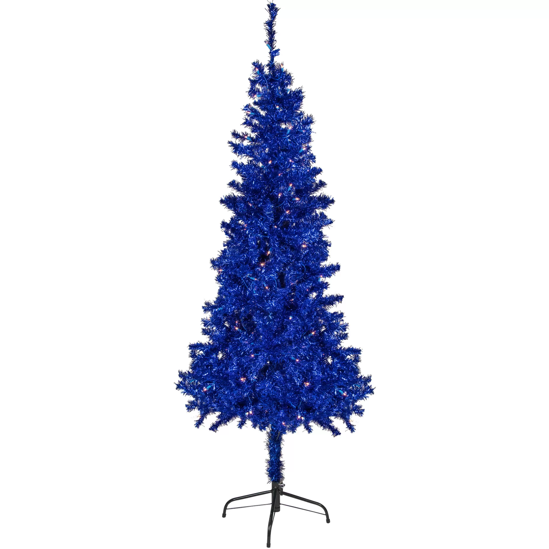 Discount 6' Pre-Lit Blue Artificial Tinsel Christmas Tree, Clear Lights Colorful