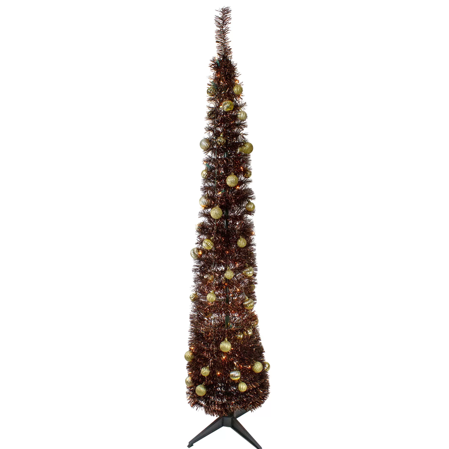 Store 6' Pre-Lit Brown Pre-Decorated Pop-Up Artificial Christmas Tree Pop Up