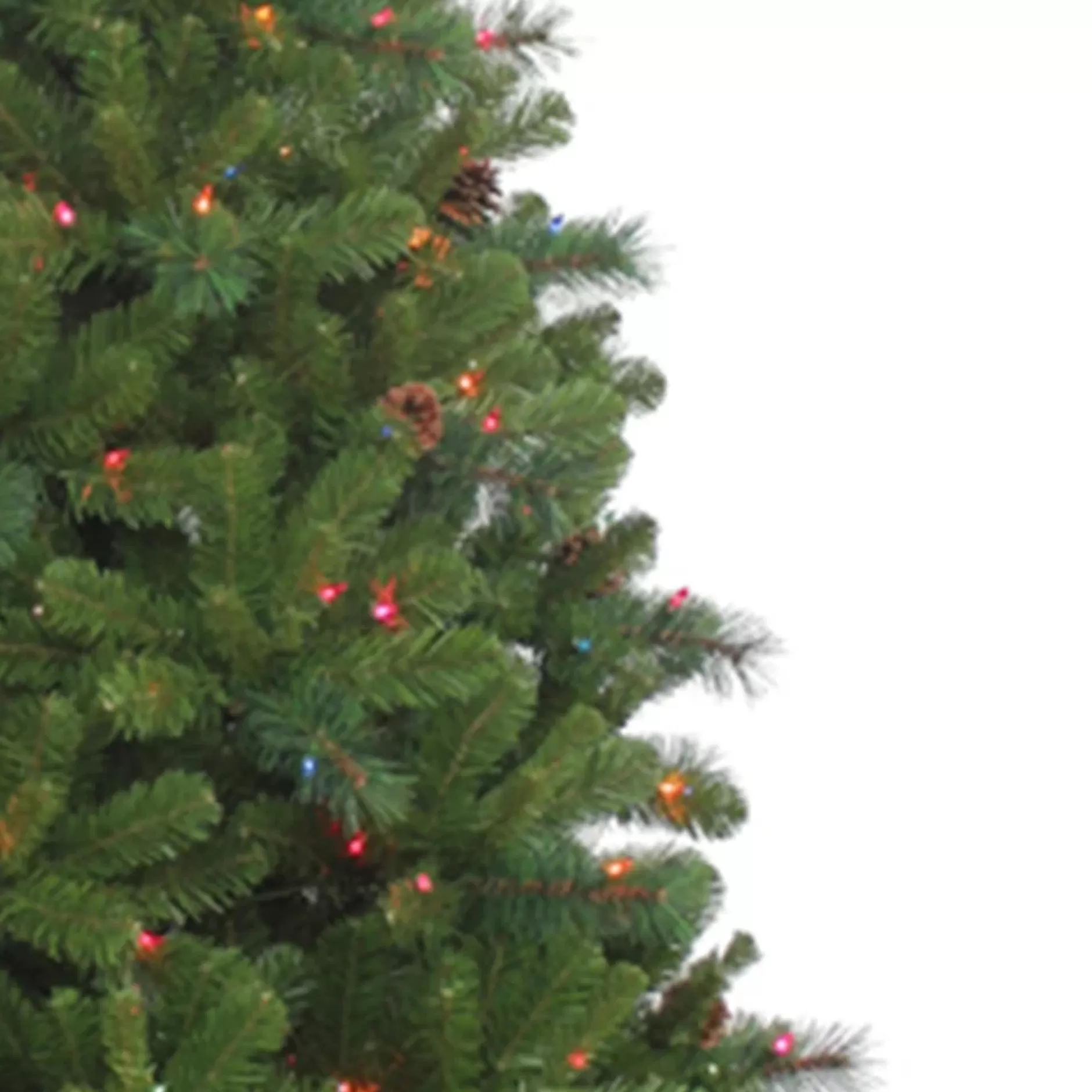 Flash Sale 7.5' Pre-Lit Burlington Spruce With Pinecone Artificial Christmas Tree, Multicolor Lights Colorful