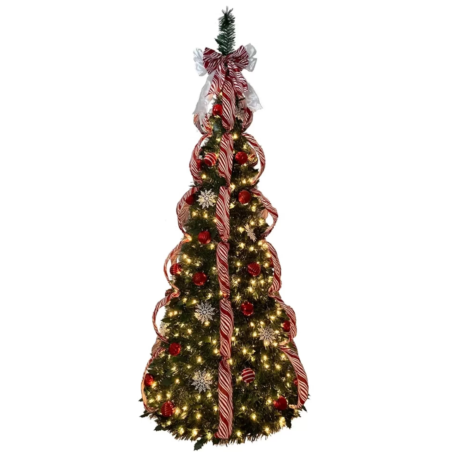 Cheap 6' Pre-Lit Collapsible Decorated Artificial Christmas Tree, Clear Lights Pre-Lit