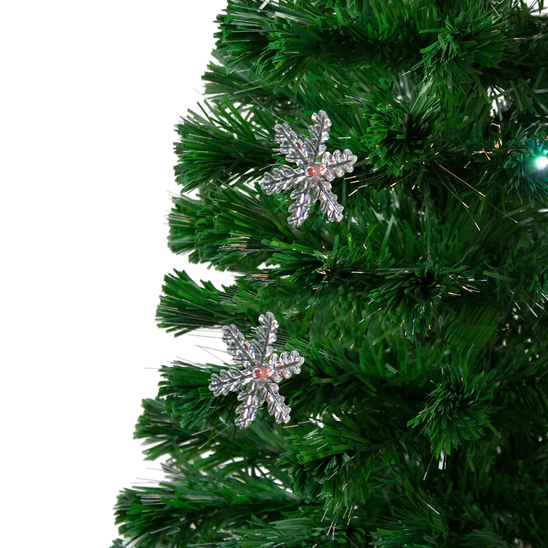 Cheap 4' Pre-Lit Color Changing Fiber Optic Artificial Christmas Tree With Snowflakes Fiber Optic