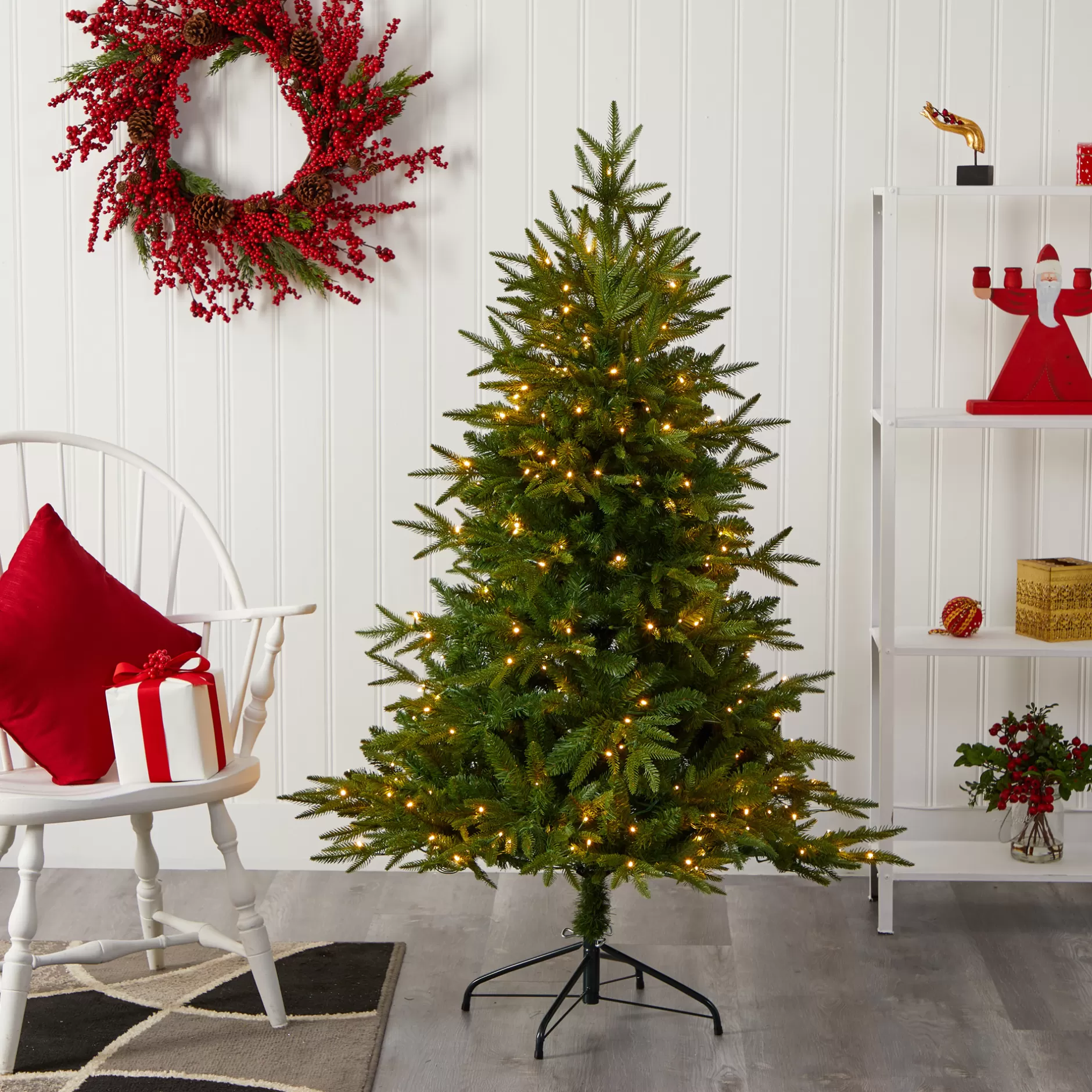 Best 5' Pre-Lit Colorado Mountain Christmas Tree, Clear Led Lights Pre-Lit