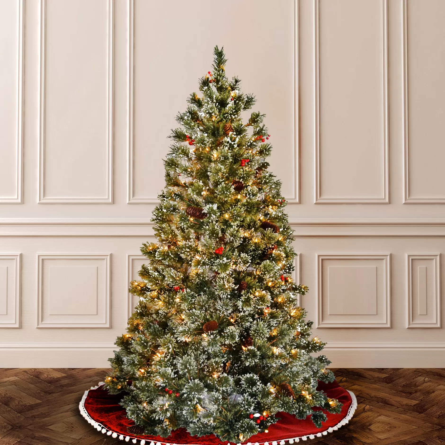 Clearance 6' Pre-Lit Crystal Cashmere Artificial Christmas Tree, Clear Lights Flocked