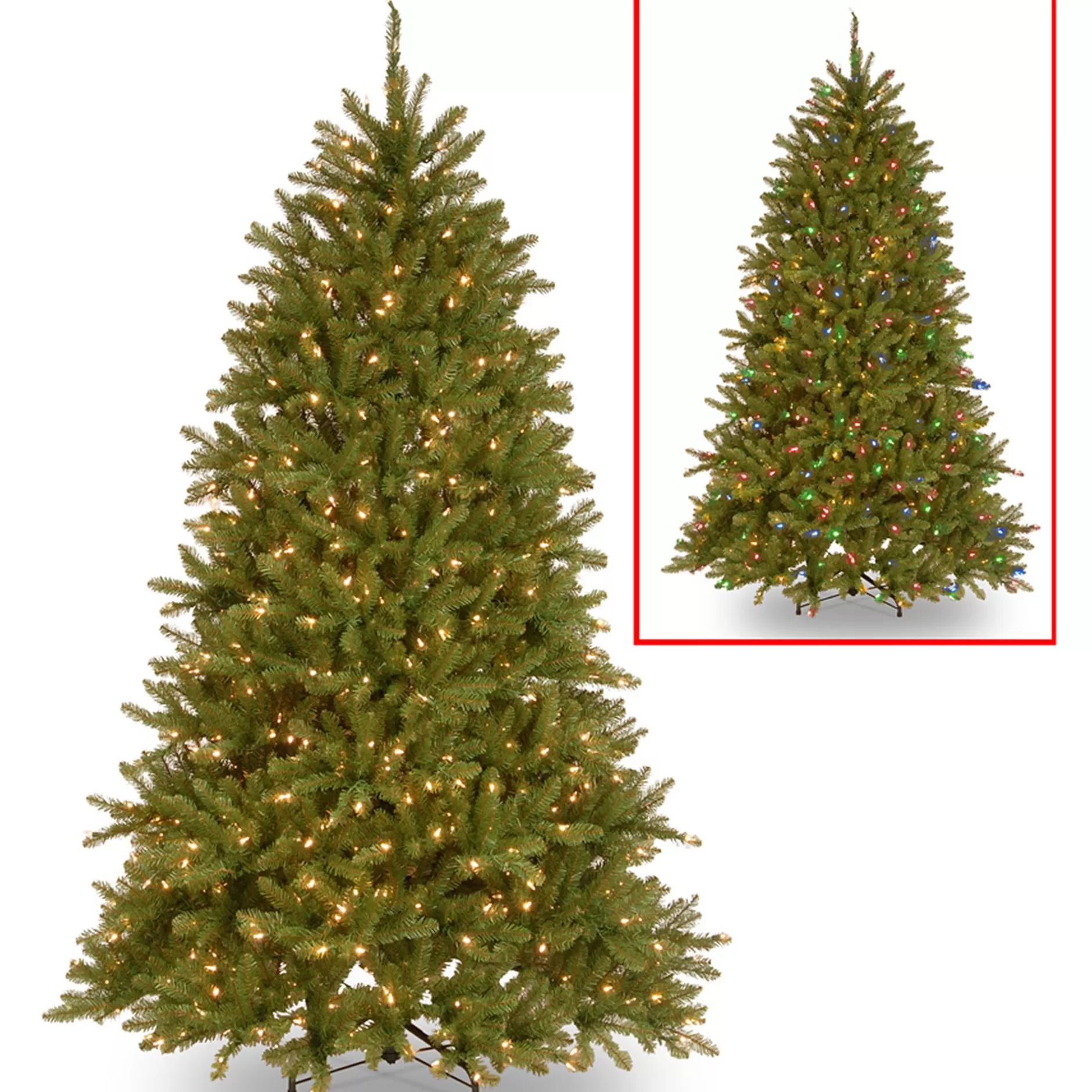 Best 6.5' Pre-Lit Dunhill Fir Artificial Christmas Tree – Multi-Color/Warm White Led Lights Pre-Lit