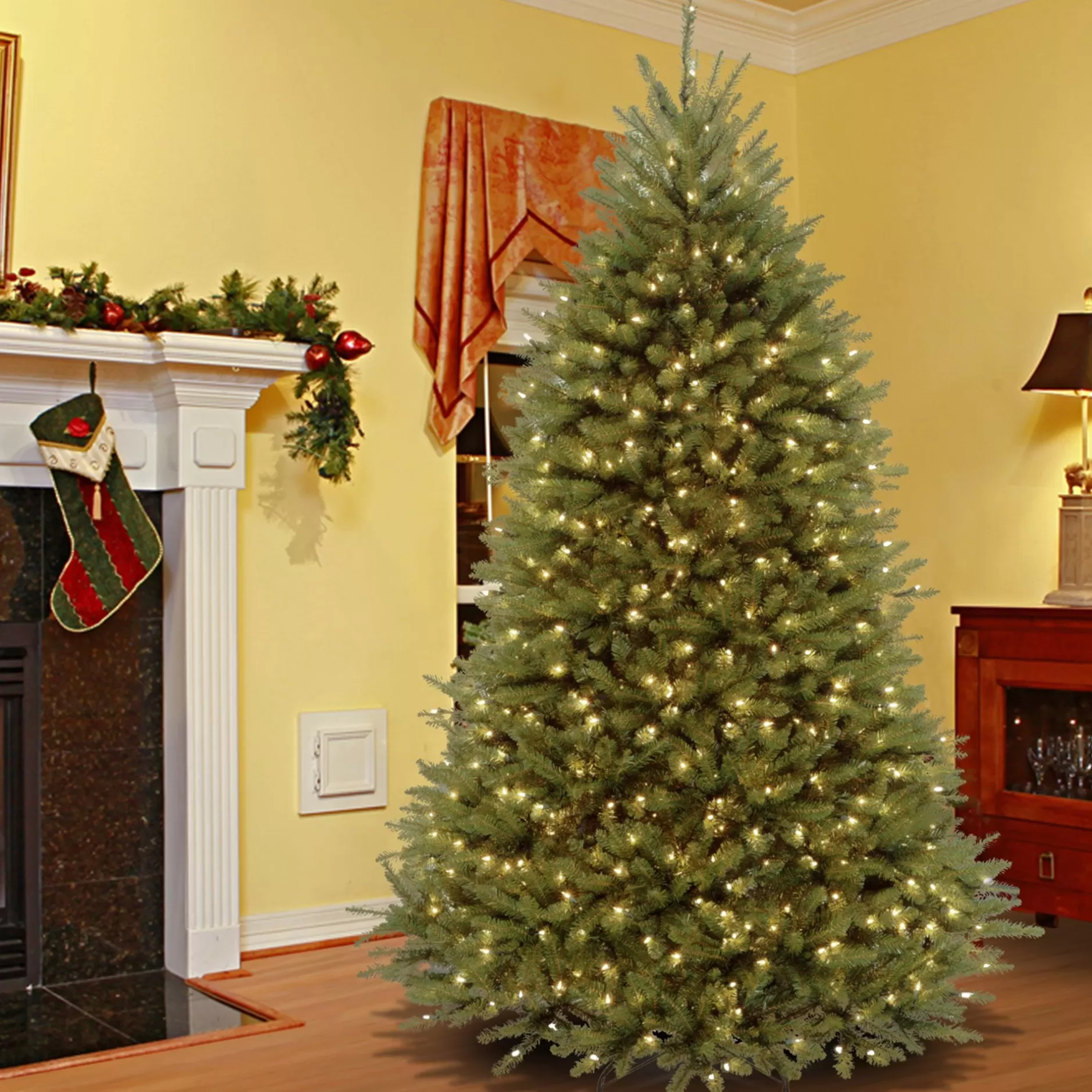Store 7' Pre-Lit Dunhill Fir Artificial Christmas Tree – Multi-Color/Warm White Led Lights Pre-Lit