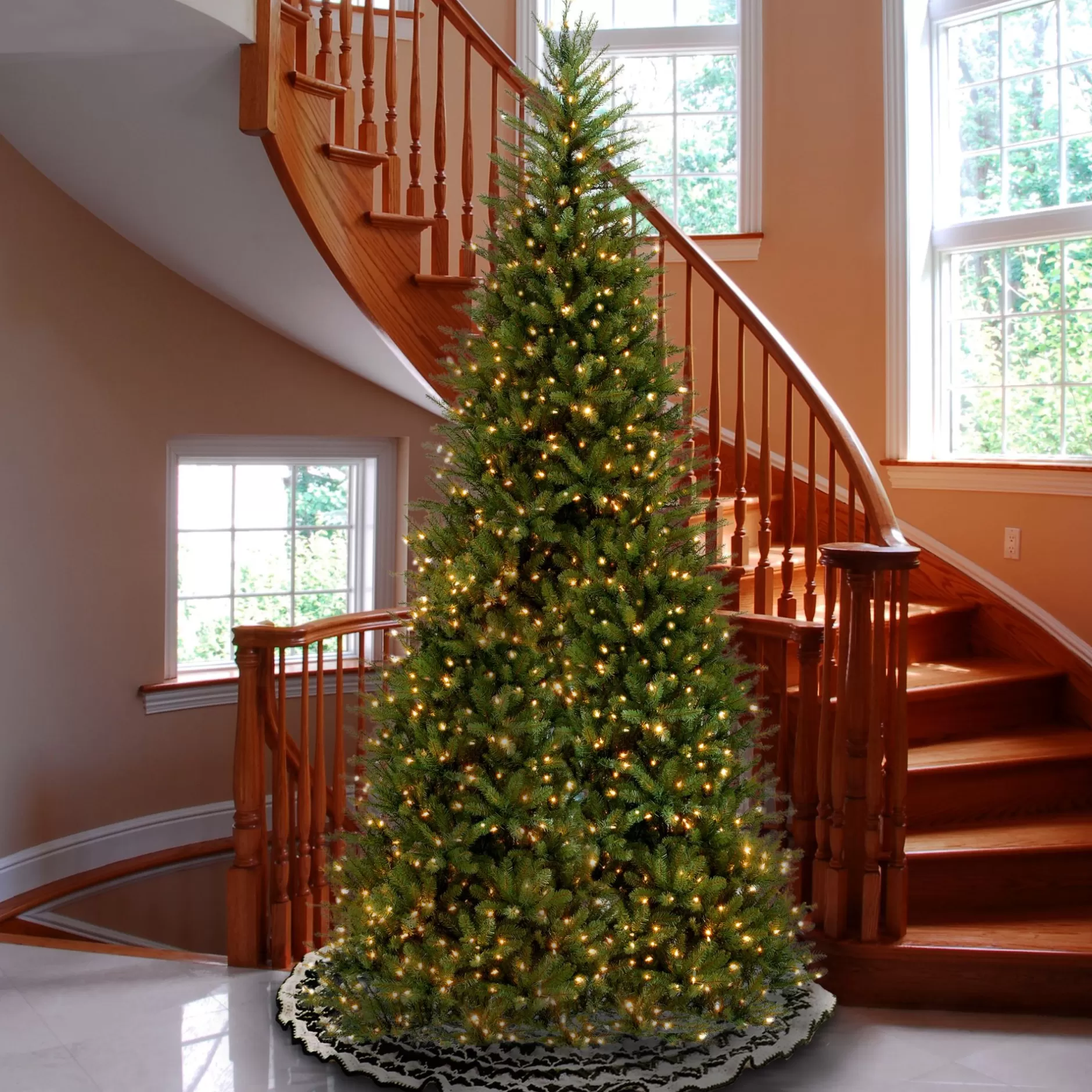 Clearance 10' Pre-Lit Dunhill Fir Slim Artificial Christmas Tree –Clear Lights Pre-Lit