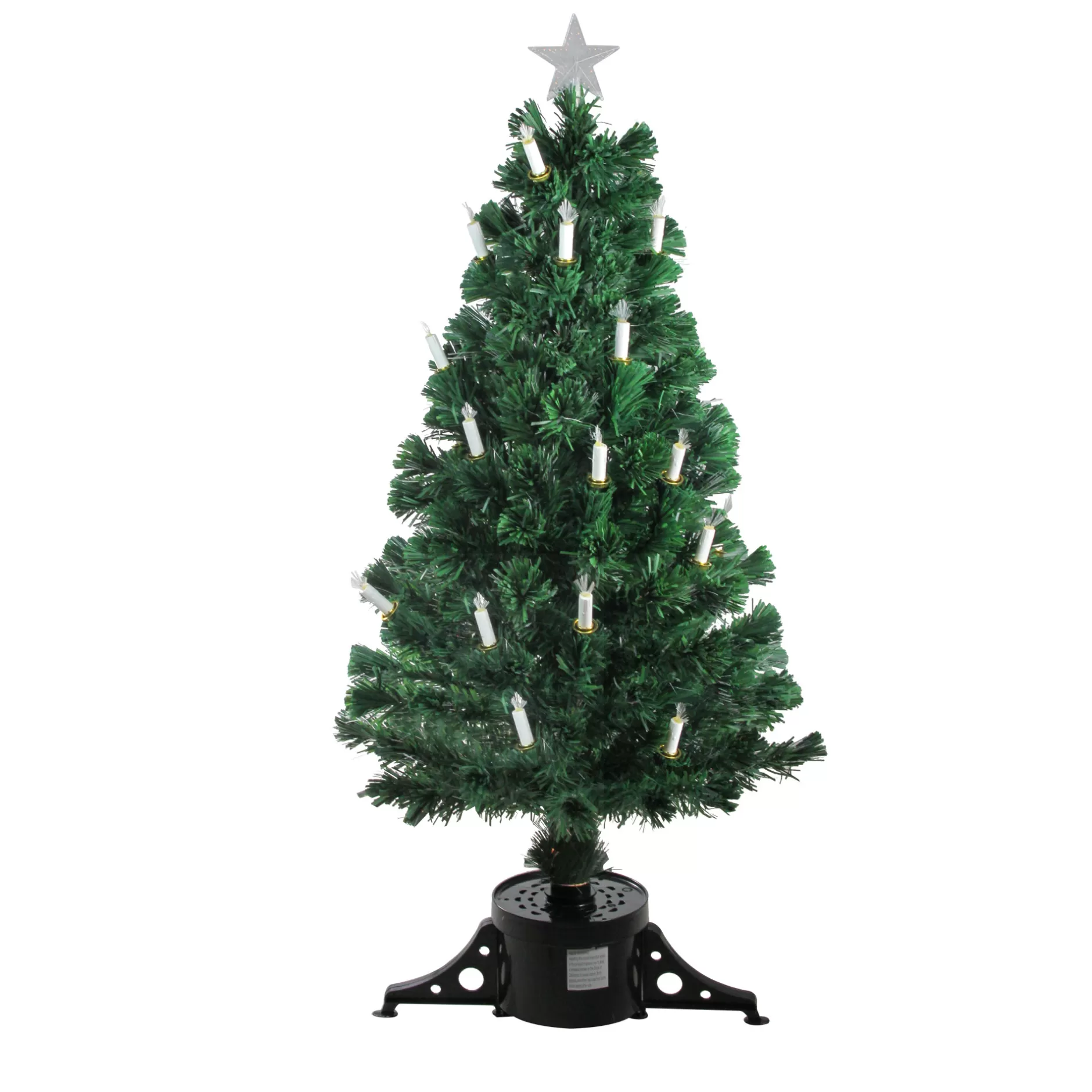 Store 4' Pre-Lit Fiber Optic Artificial Christmas Tree With Candles - Multi Lights Fiber Optic