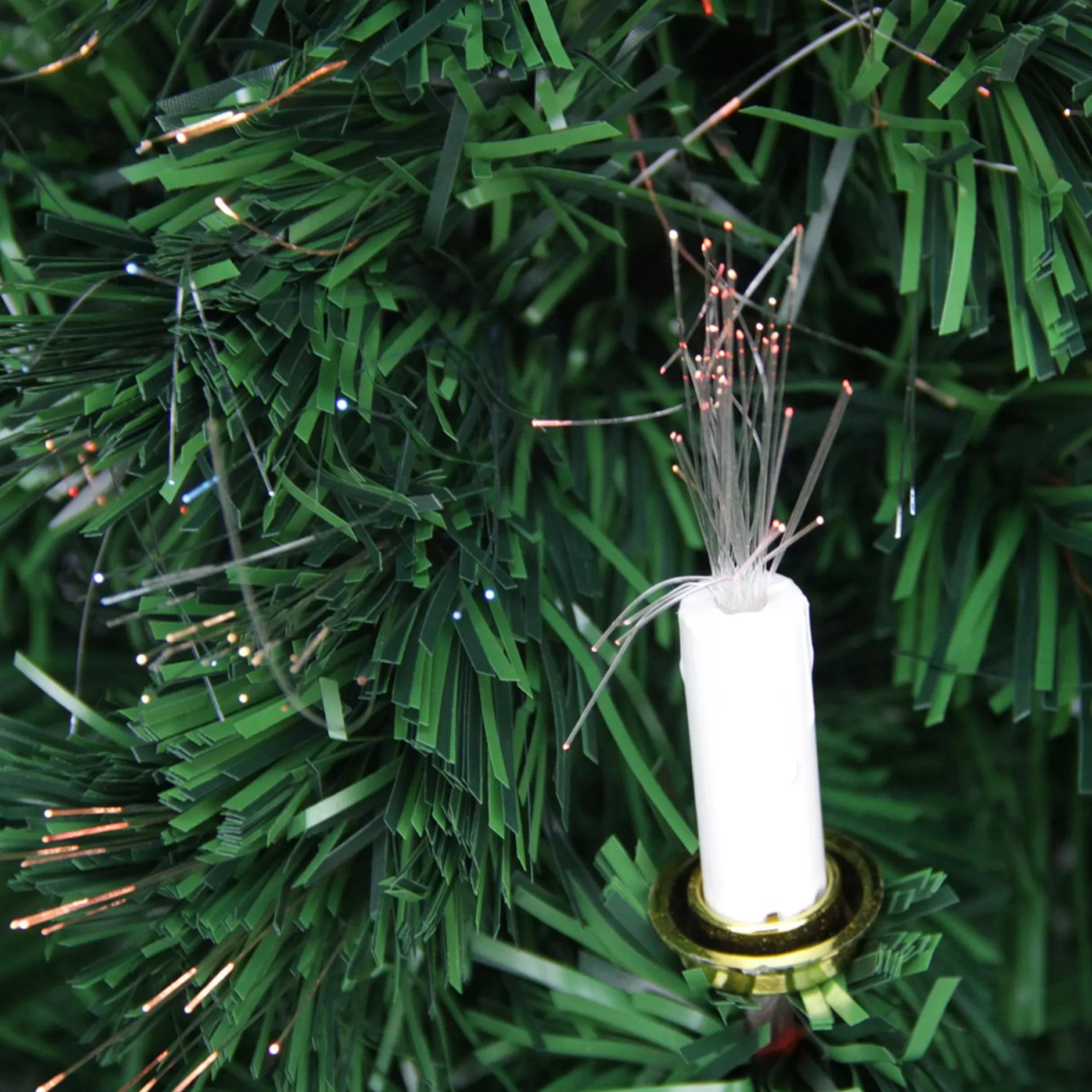Store 4' Pre-Lit Fiber Optic Artificial Christmas Tree With Candles - Multi Lights Fiber Optic