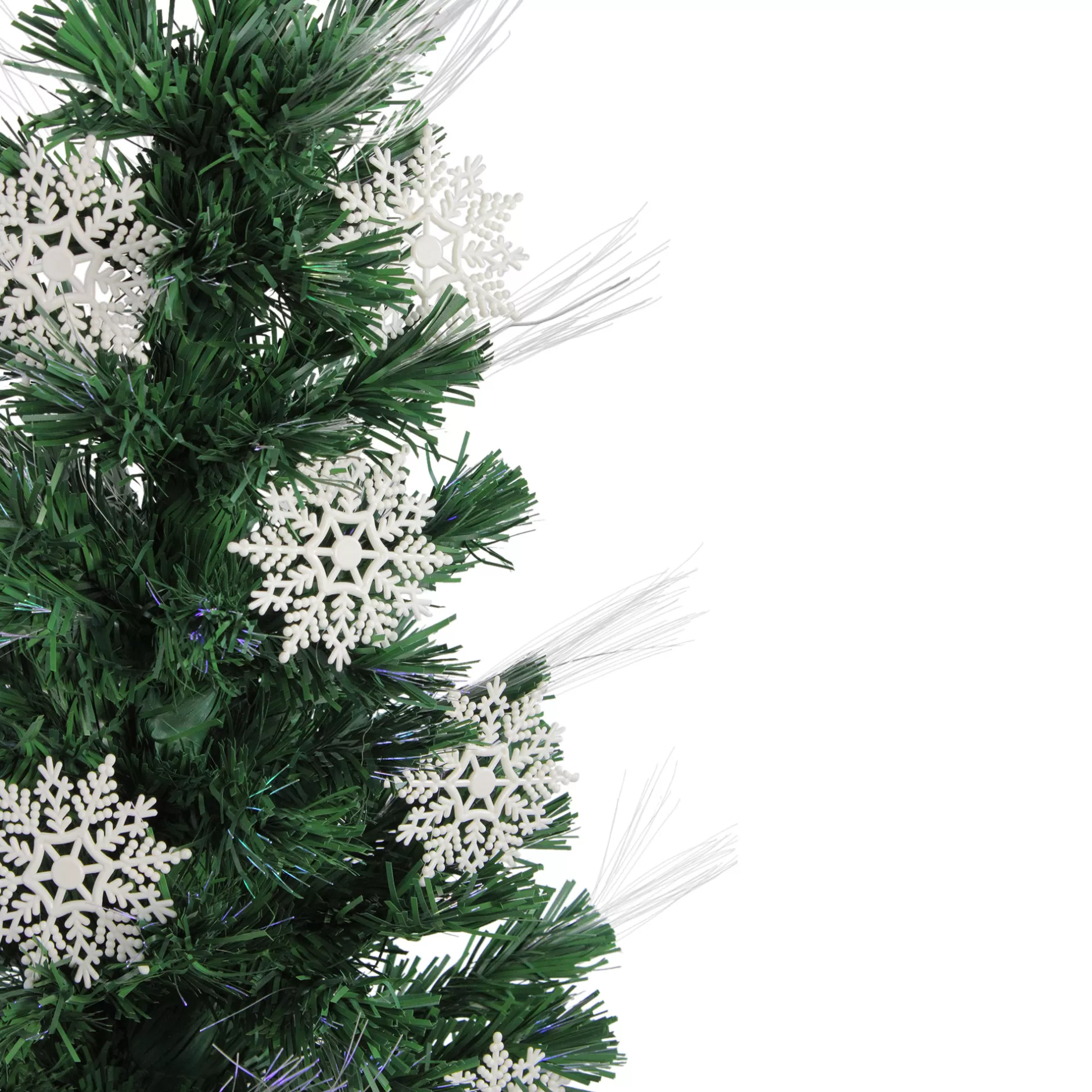 Online 3' Pre-Lit Fiber Optic Artificial Christmas Tree With White Snowflakes - Multi-Color Lights Fiber Optic