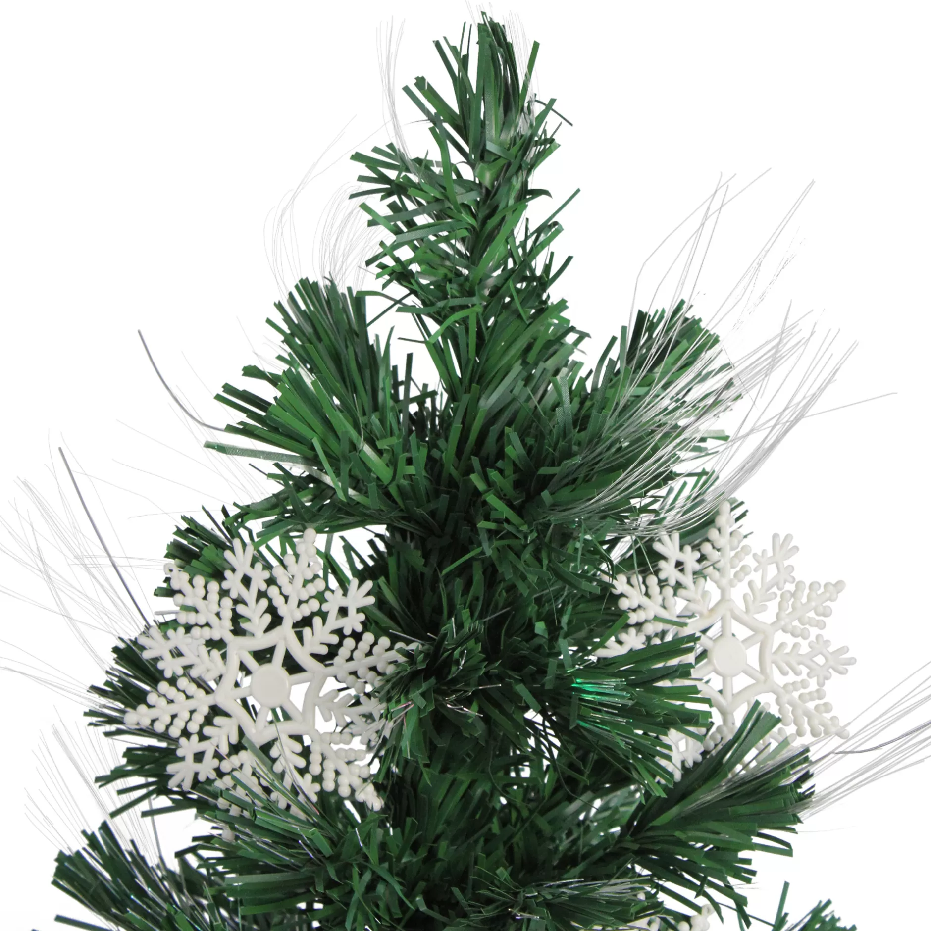 Online 3' Pre-Lit Fiber Optic Artificial Christmas Tree With White Snowflakes - Multi-Color Lights Fiber Optic
