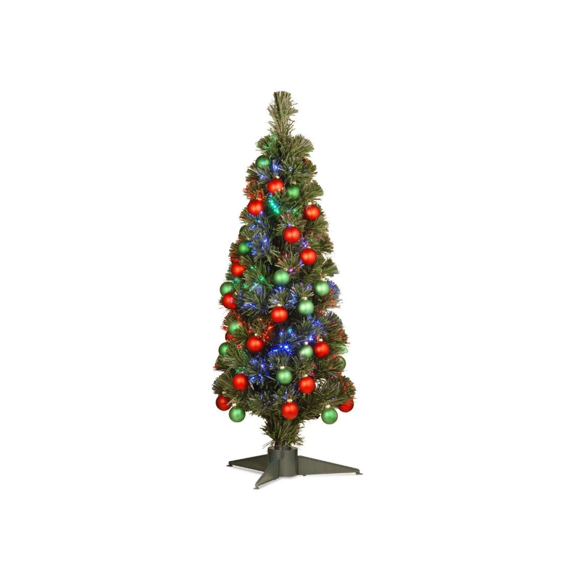 Best Sale 3' Pre-Lit Fiber Optic Fireworks Artificial Christmas Tree With Ball Ornaments, Multi Lights Fiber Optic