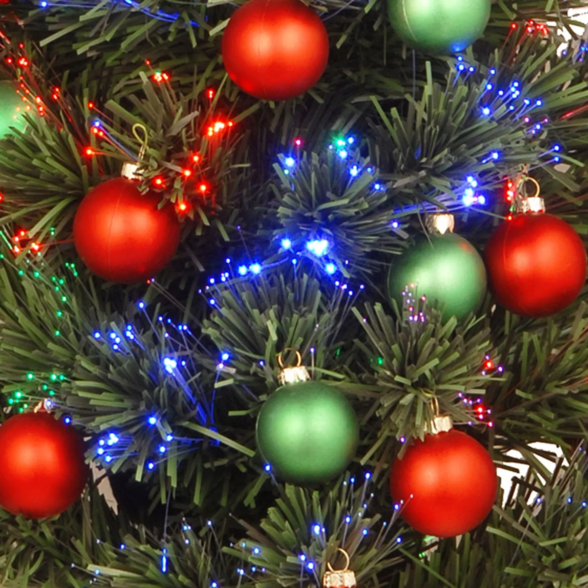 Best Sale 3' Pre-Lit Fiber Optic Fireworks Artificial Christmas Tree With Ball Ornaments, Multi Lights Fiber Optic