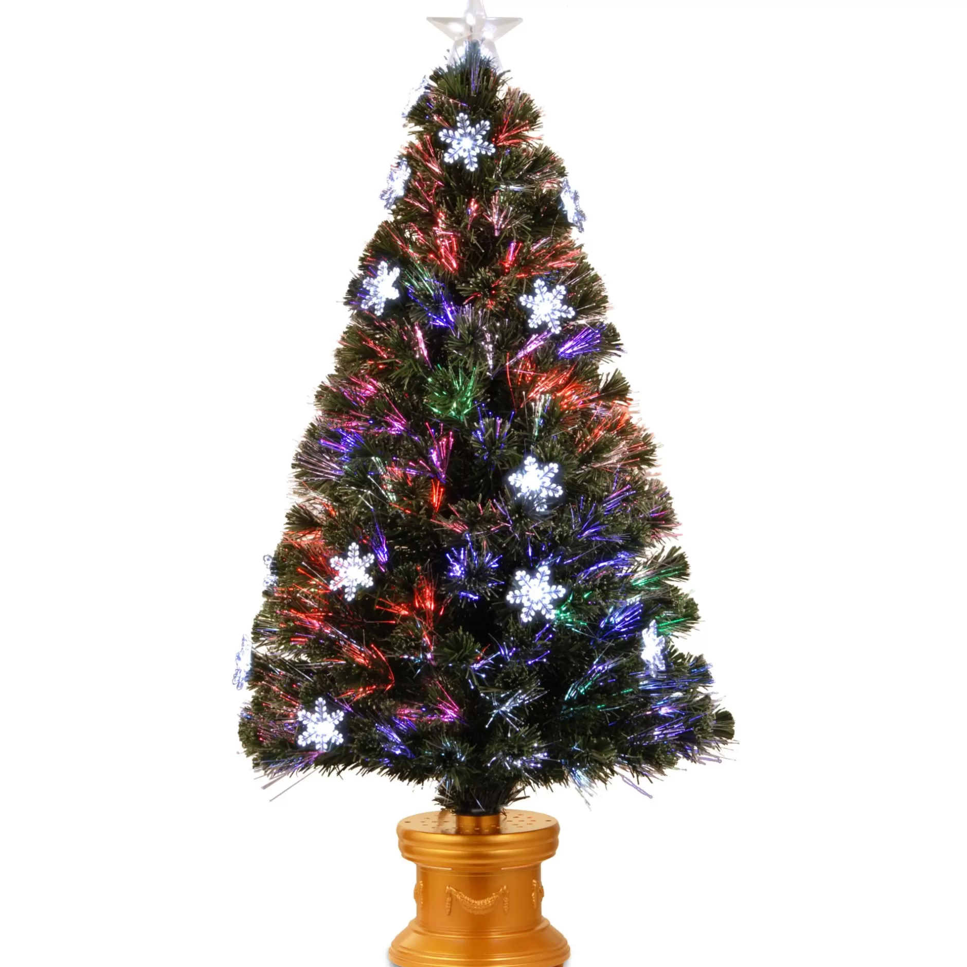 New 4' Pre-Lit Fireworks With Snowflakes Artificial Christmas Tree, Multicolor Led Lights Pre-Lit