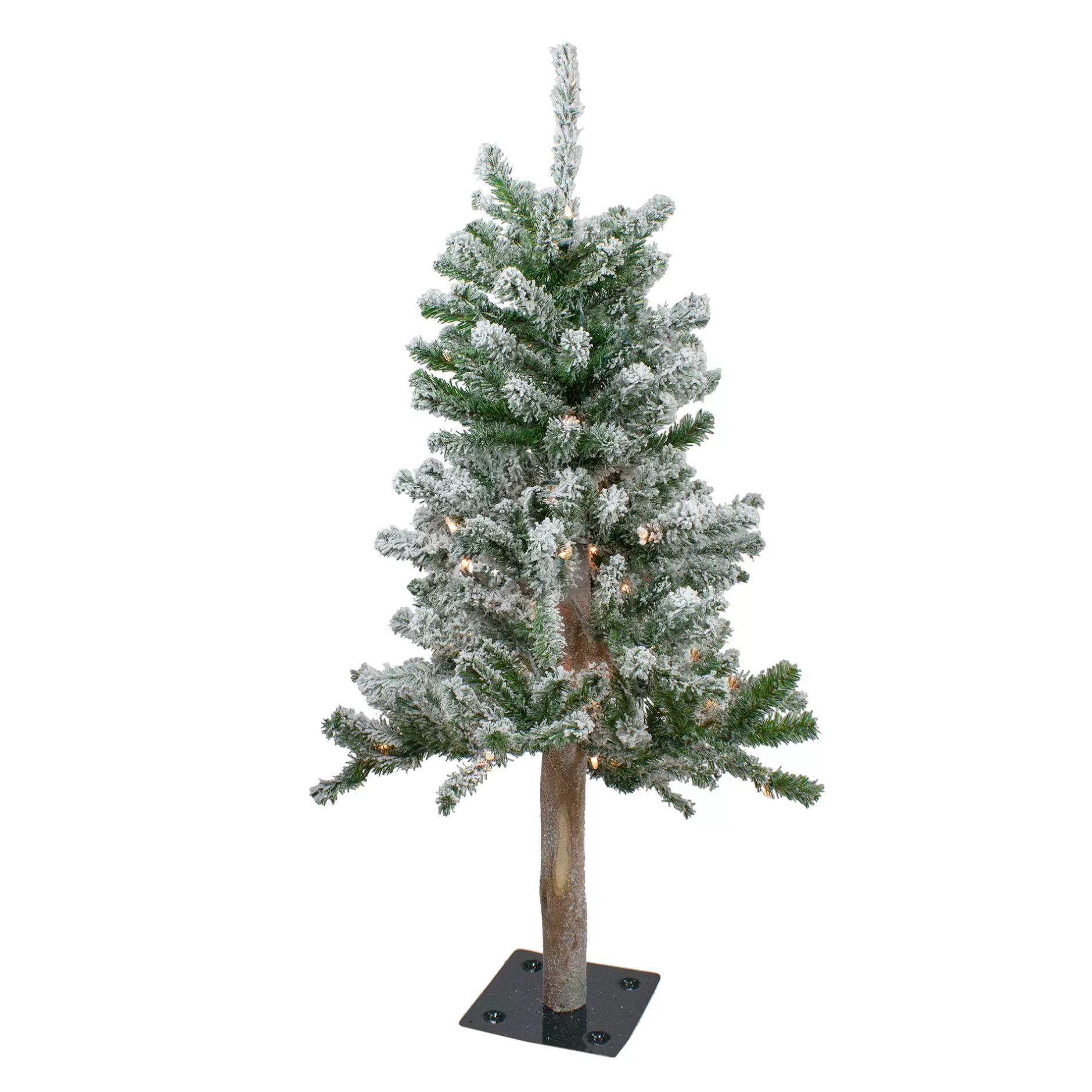 Cheap 3' Pre-Lit Flocked Alpine Artificial Christmas Tree - Clear Lights Alpine