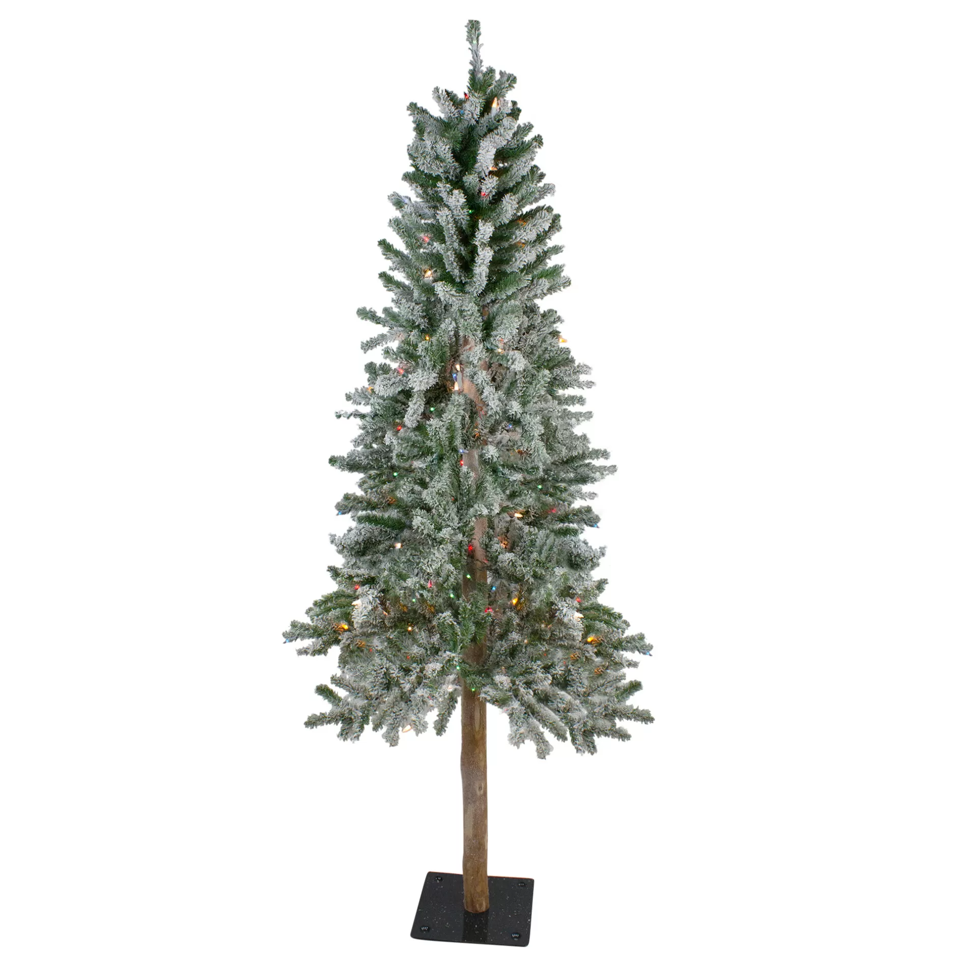 Fashion 6' Pre-Lit Flocked Alpine Artificial Christmas Tree - Multi Lights Alpine