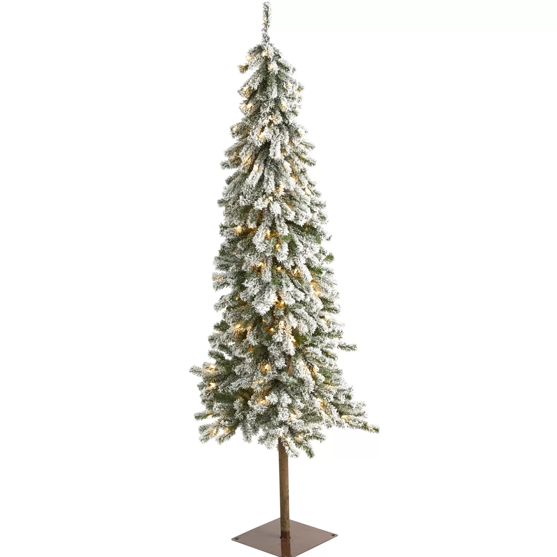 Online 6' Pre-Lit Flocked Alpine Artificial Christmas Tree, Clear Led Lights Flocked