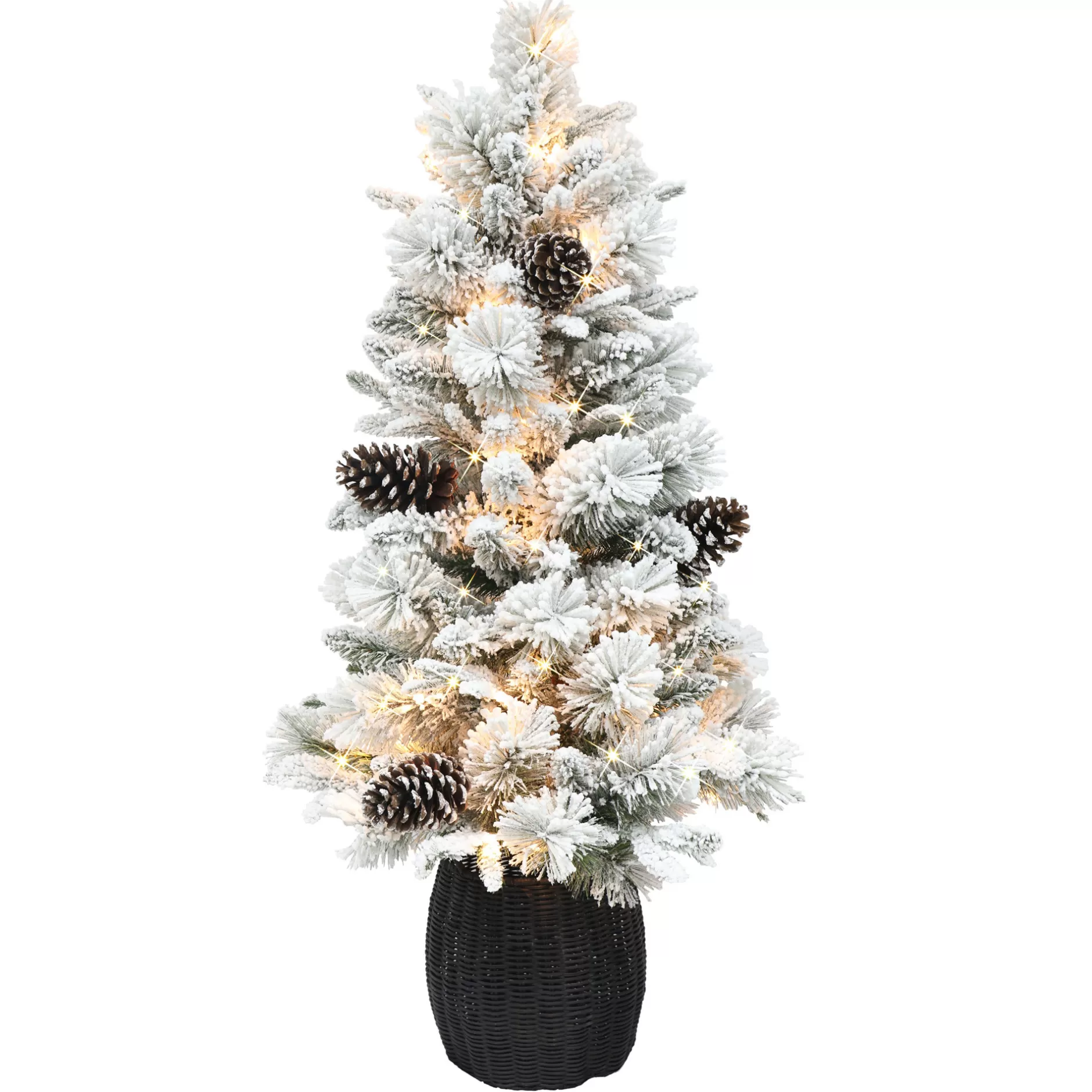 Best 3.5' Pre-Lit Flocked Artificial Christmas Tree – Clear Lights Pre-Lit