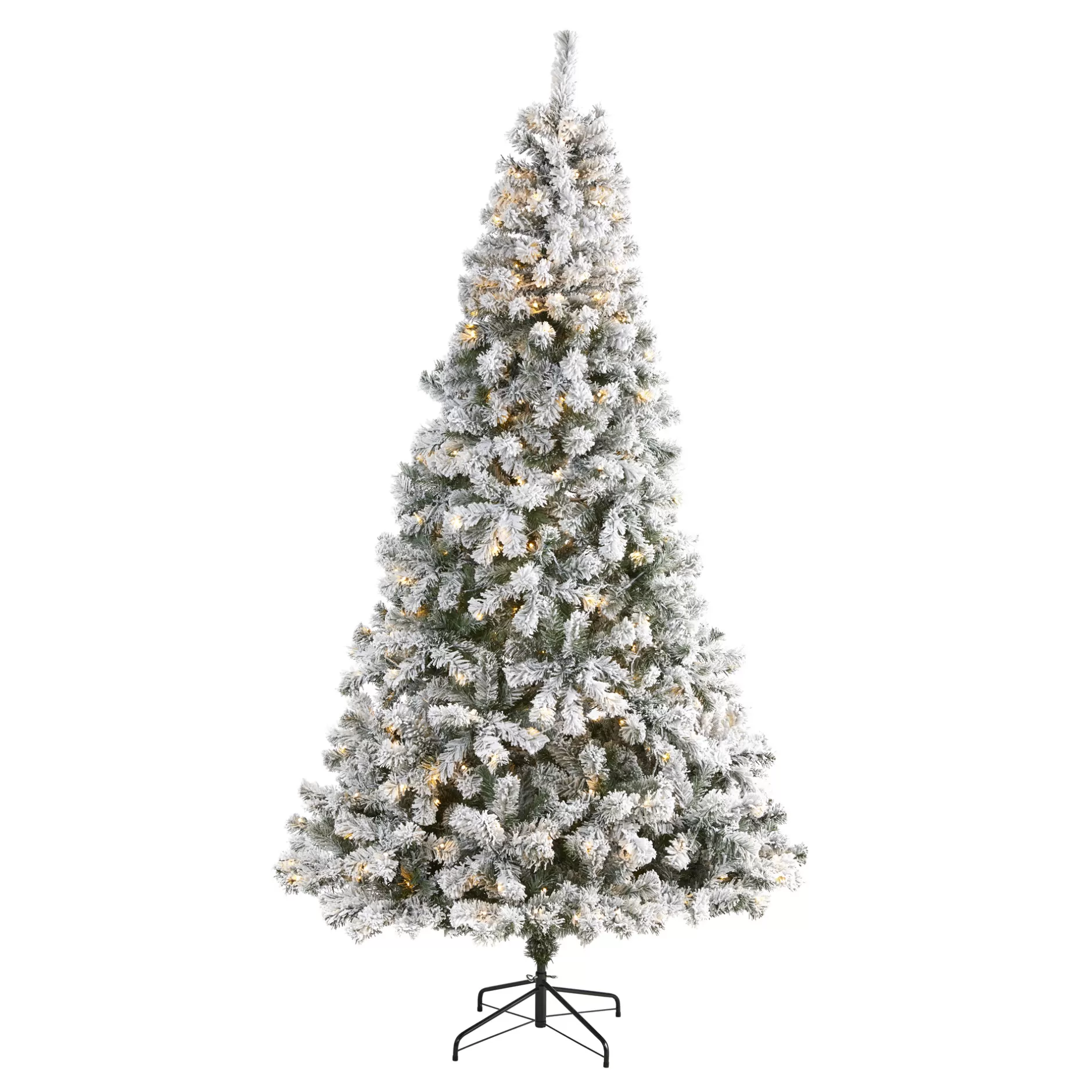 Cheap 8' Pre-Lit Flocked Fir Artificial Christmas Tree, Clear Led Lights Flocked