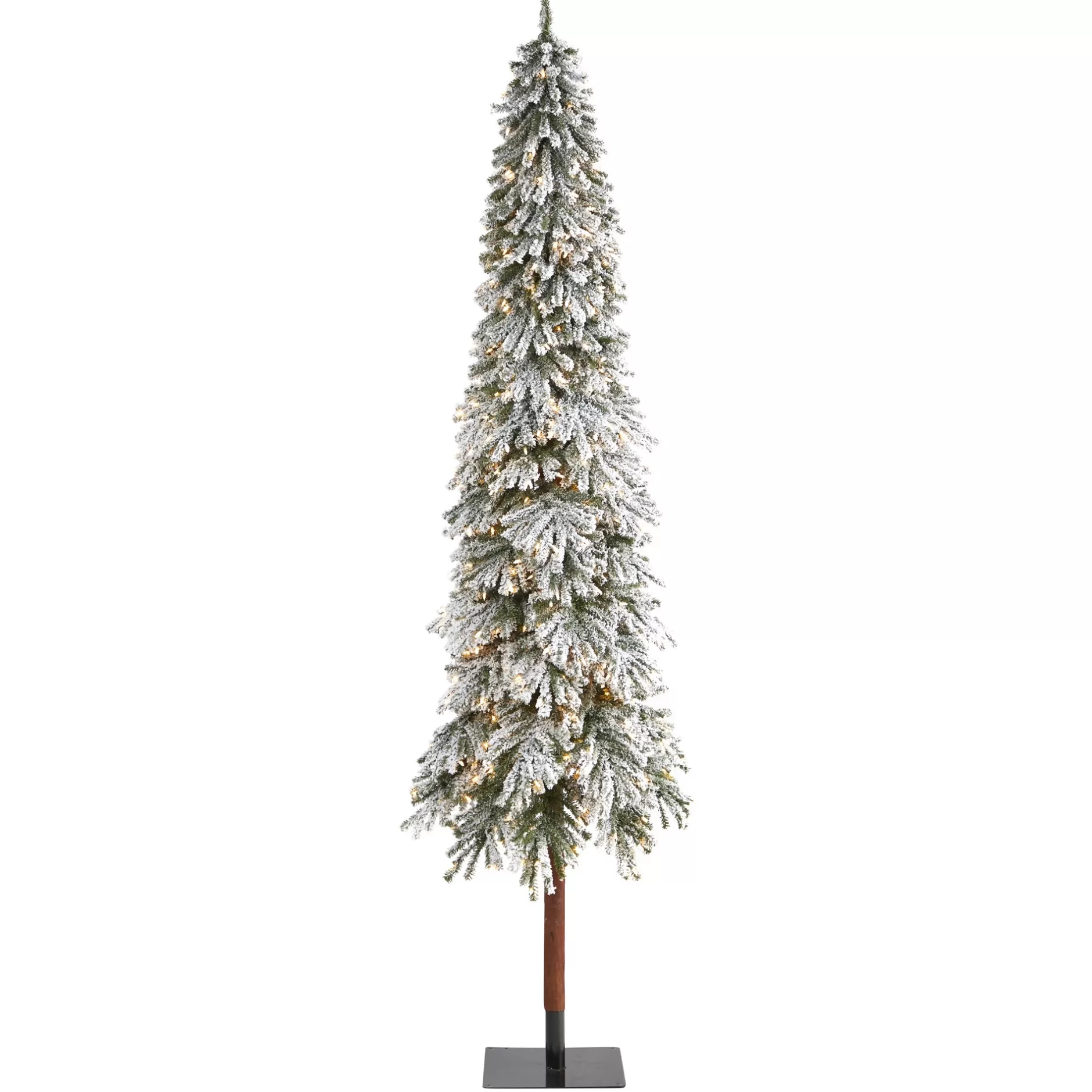 Best Sale 9' Pre-Lit Flocked Grand Alpine Artificial Christmas Tree, Clear Incandescent Lights Flocked