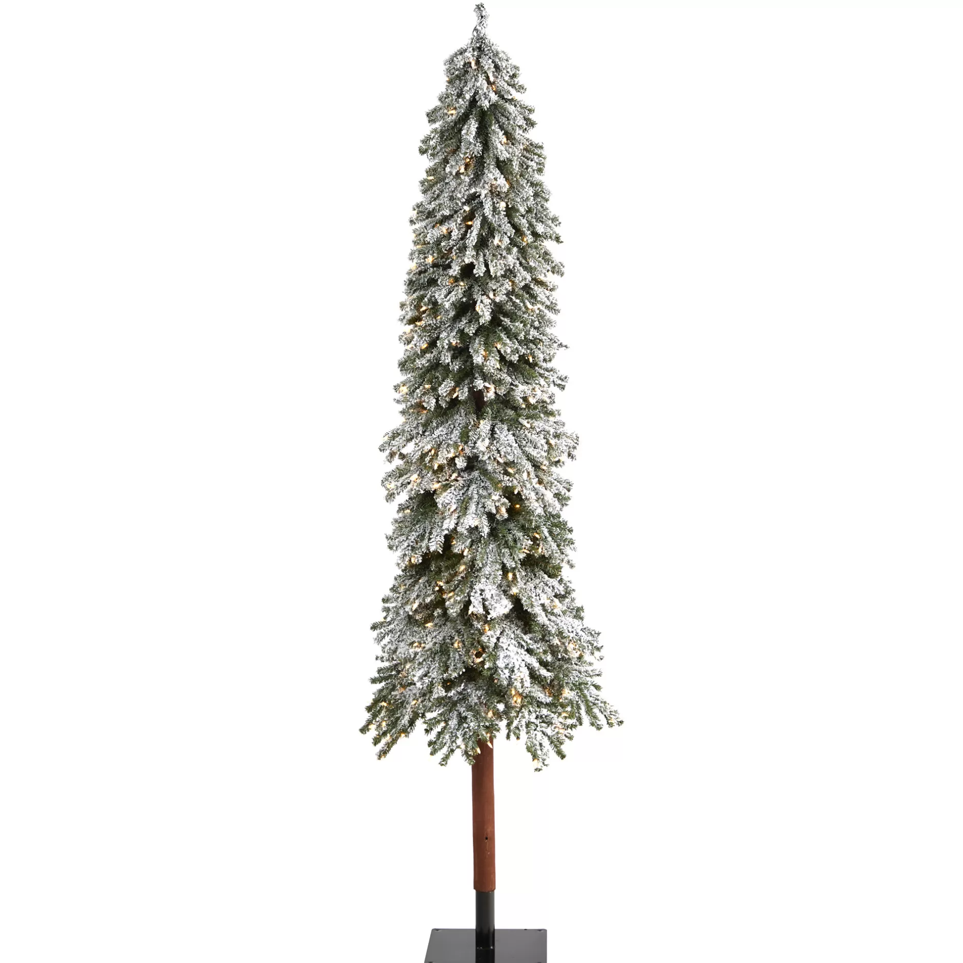 Hot 8' Pre-Lit Flocked Grand Alpine Artificial Christmas Tree, Clear Lights Flocked