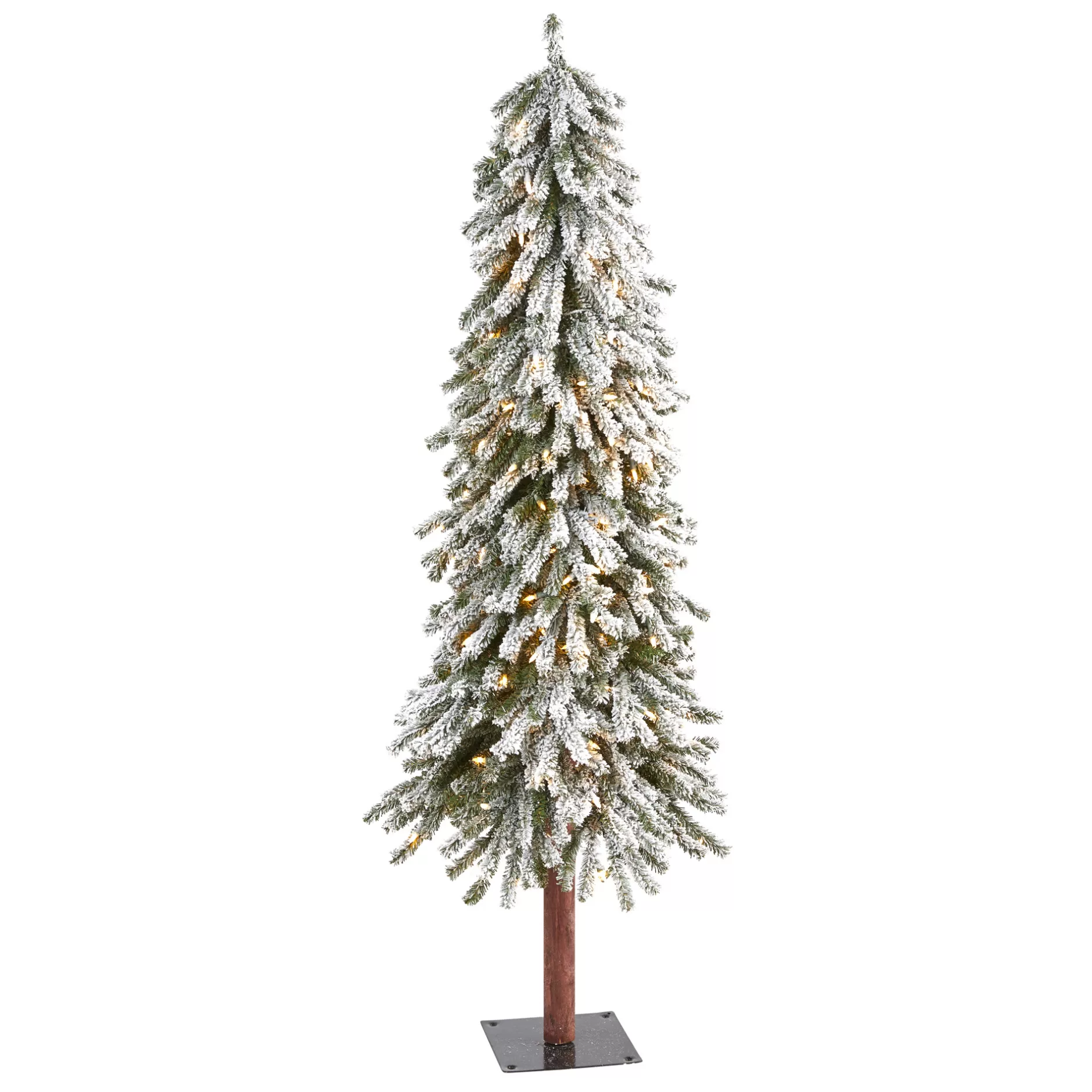 Shop 5' Pre-Lit Flocked Grand Alpine Artificial Christmas Tree, Warm Clear Led Lights Pre-Lit