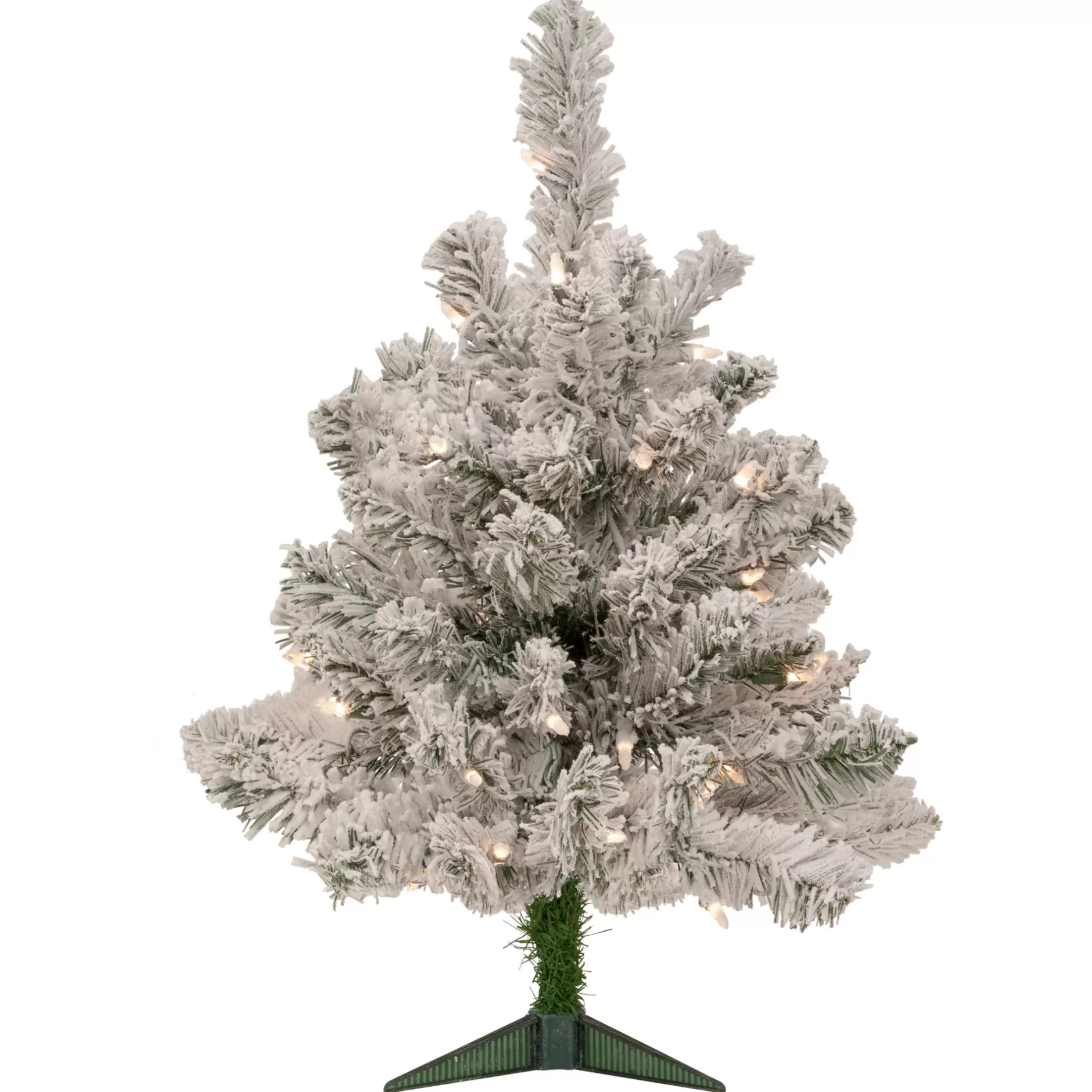 Discount 2' Pre-Lit Flocked Madison Pine Artificial Christmas Tree, Clear Lights Flocked