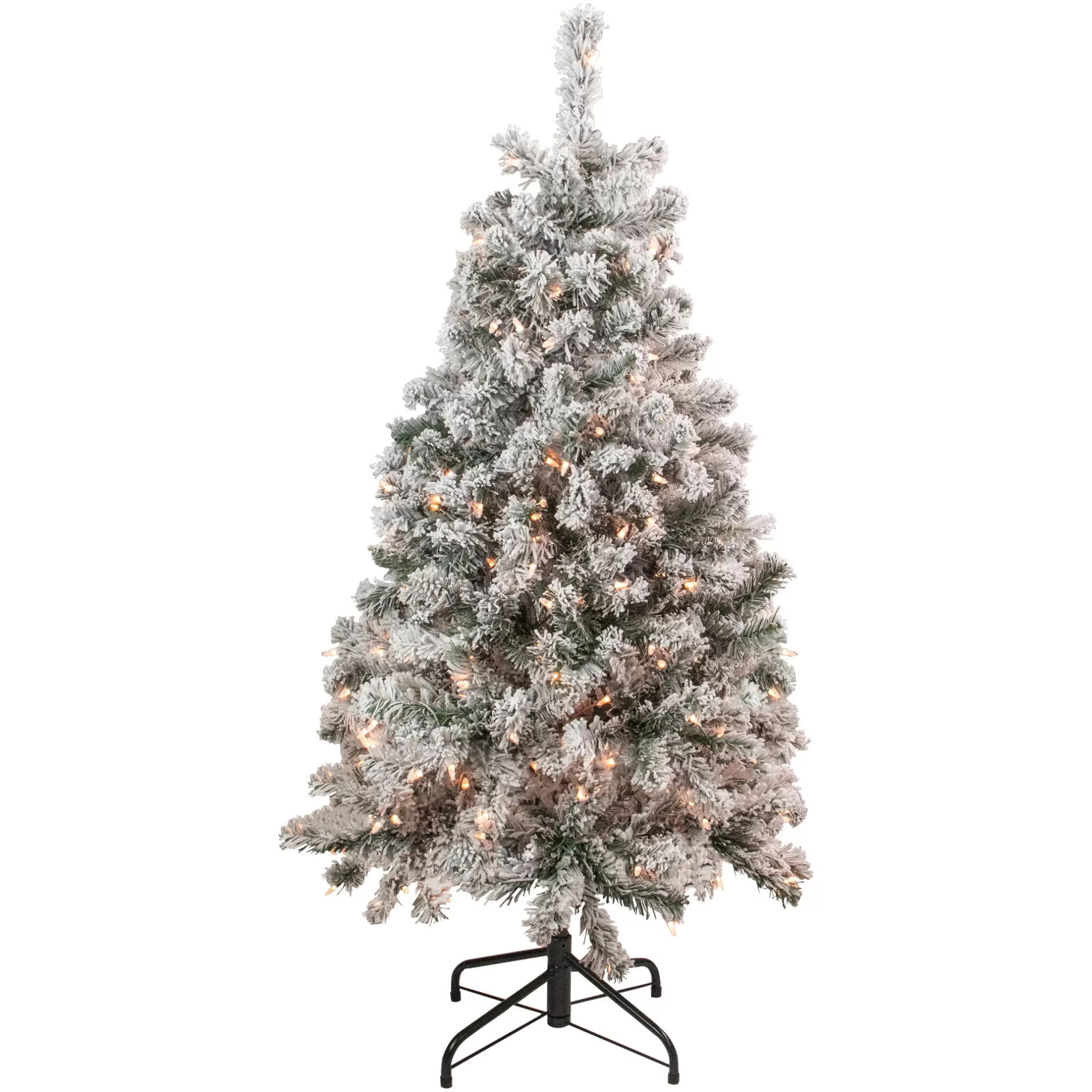 Outlet 4.5' Pre-Lit Flocked Madison Pine Artificial Christmas Tree, Clear Lights Flocked