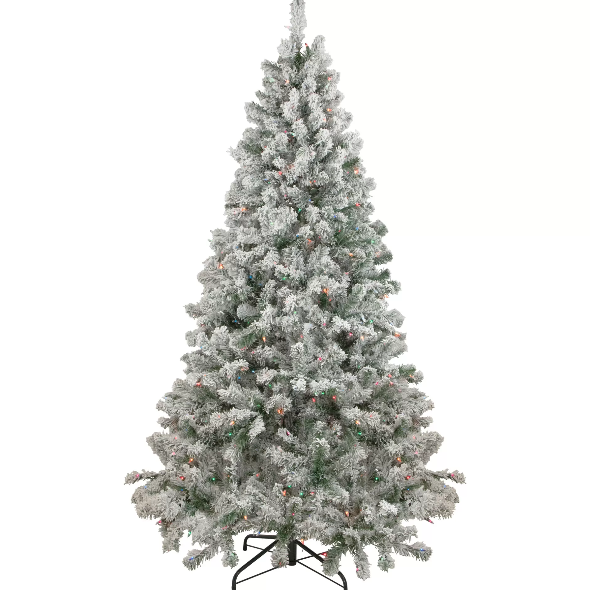 Cheap 6.5' Pre-Lit Flocked Madison Pine Artificial Christmas Tree, Multi Lights Flocked