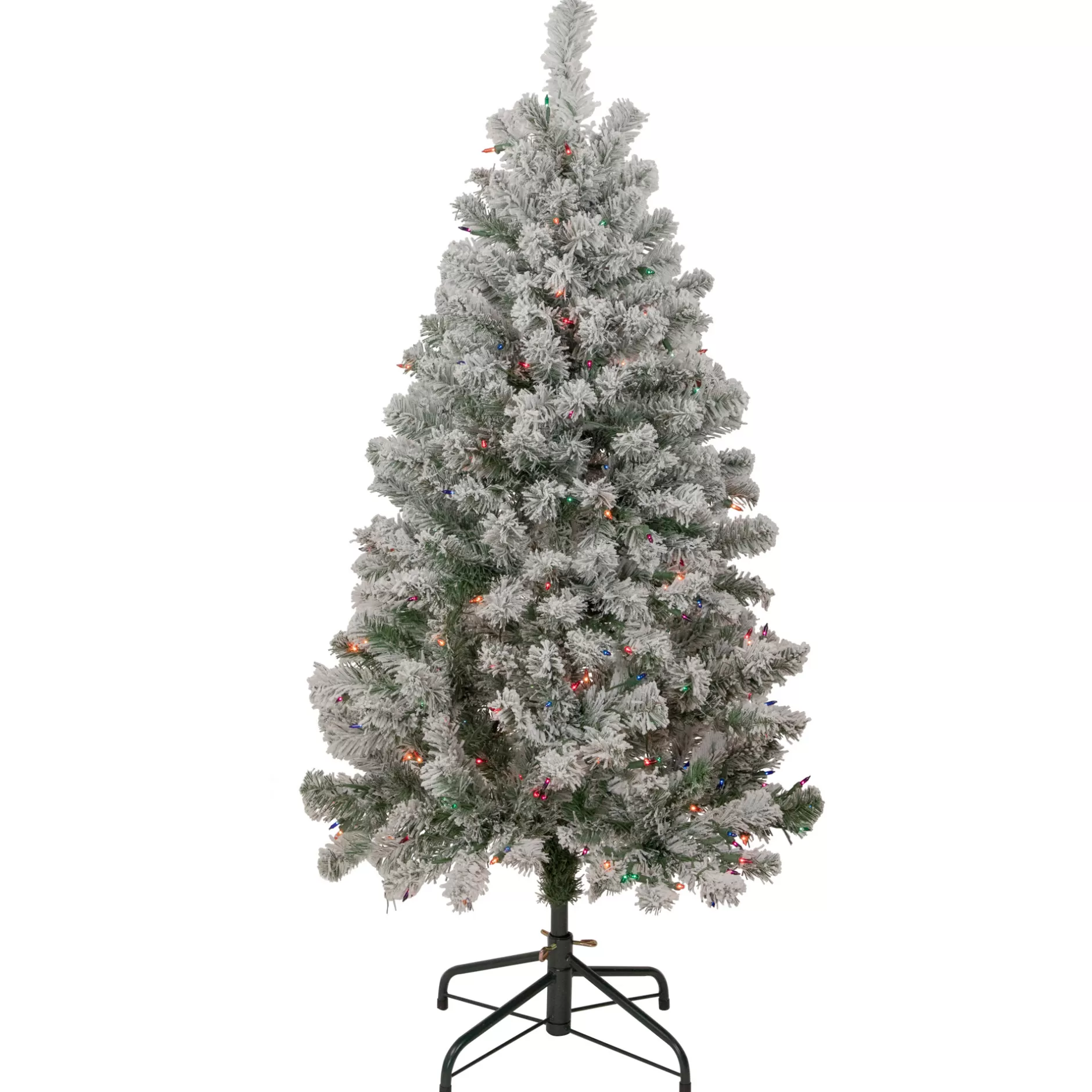 Fashion 4.5' Pre-Lit Flocked Madison Pine Artificial Christmas Tree, Multi Lights Flocked