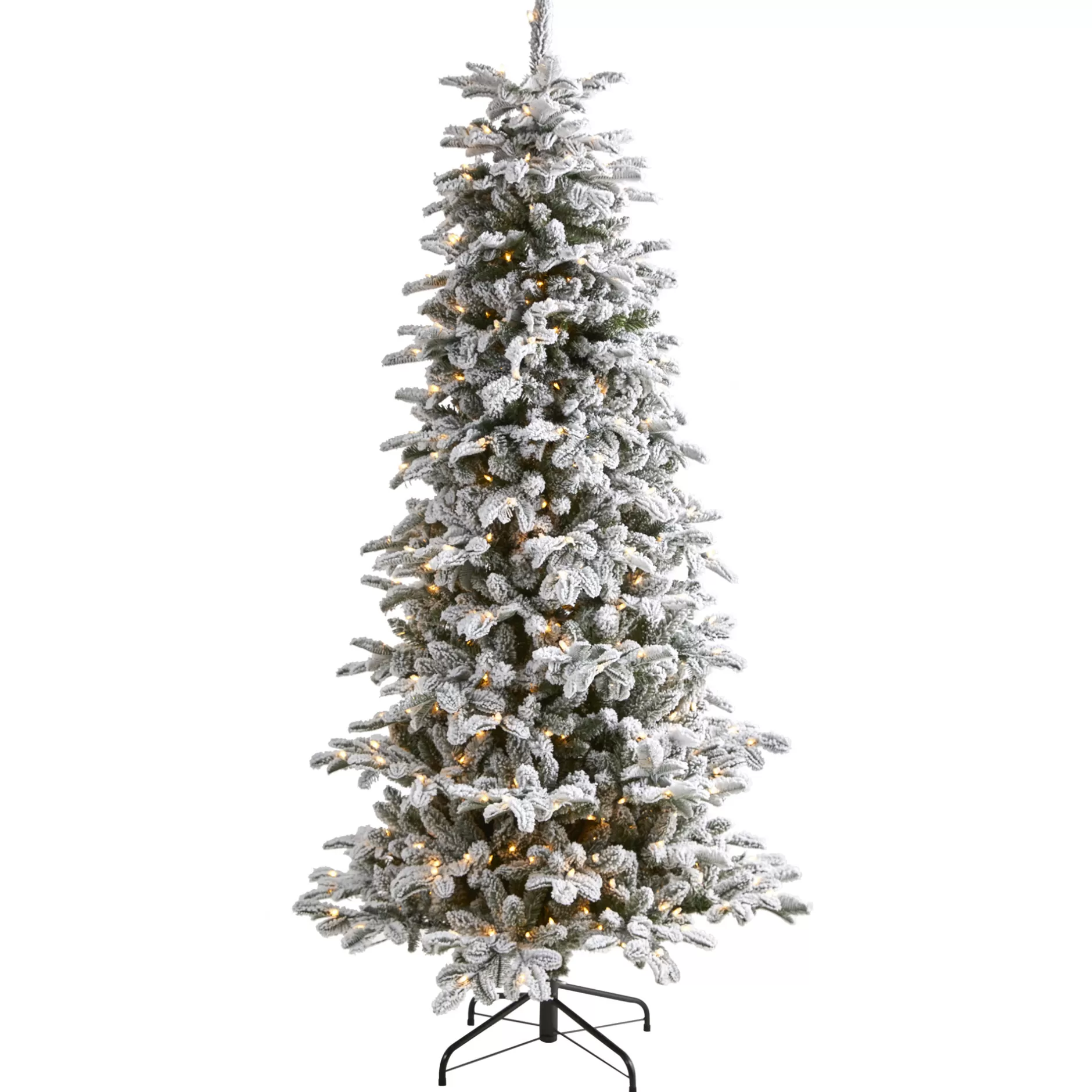 Best Sale 7' Pre-Lit Flocked North Carolina Fir Artificial Christmas Tree, Clear Lights Flocked