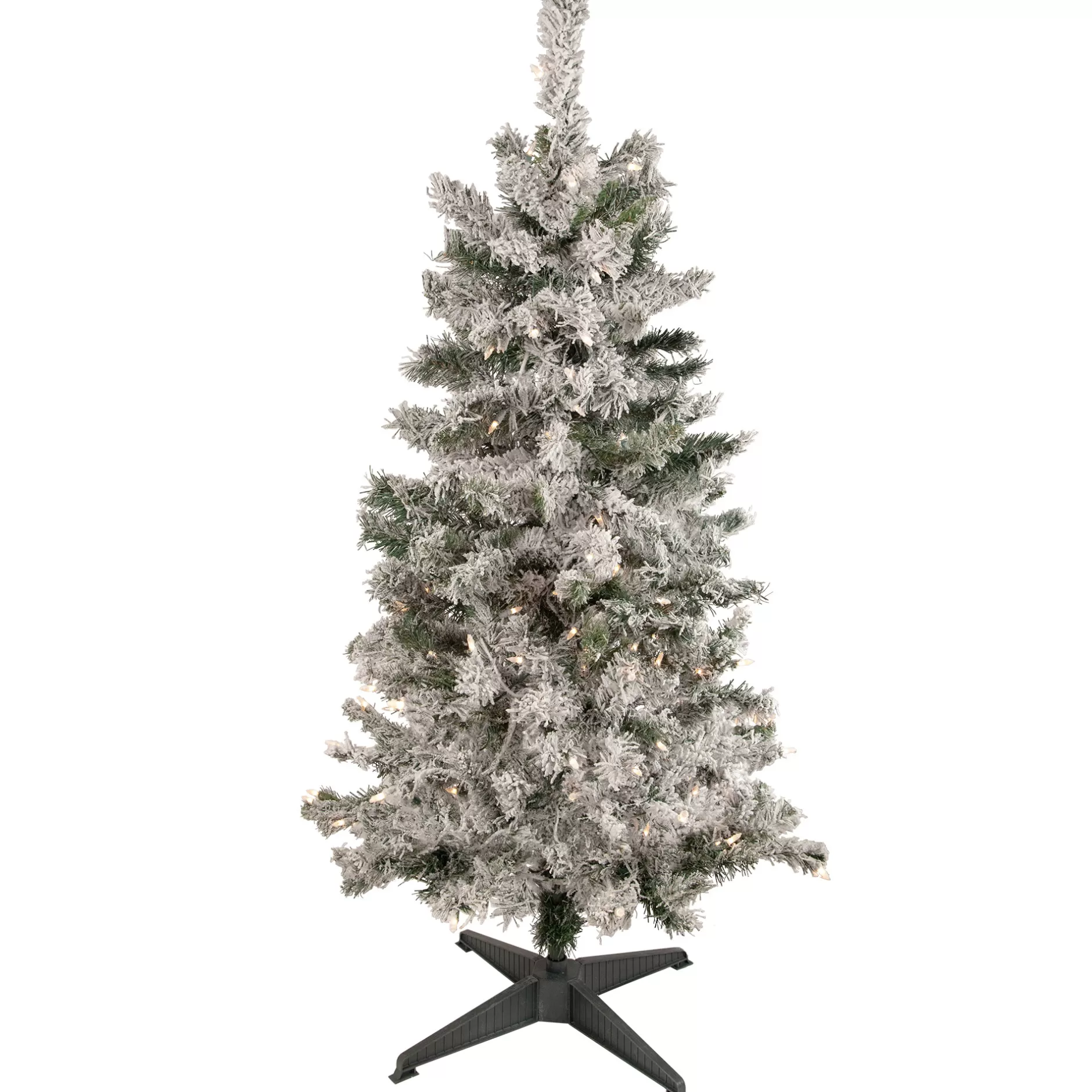 Clearance 4.5' Pre-Lit Flocked Pine Medium Artificial Christmas Tree - Clear Lights Flocked