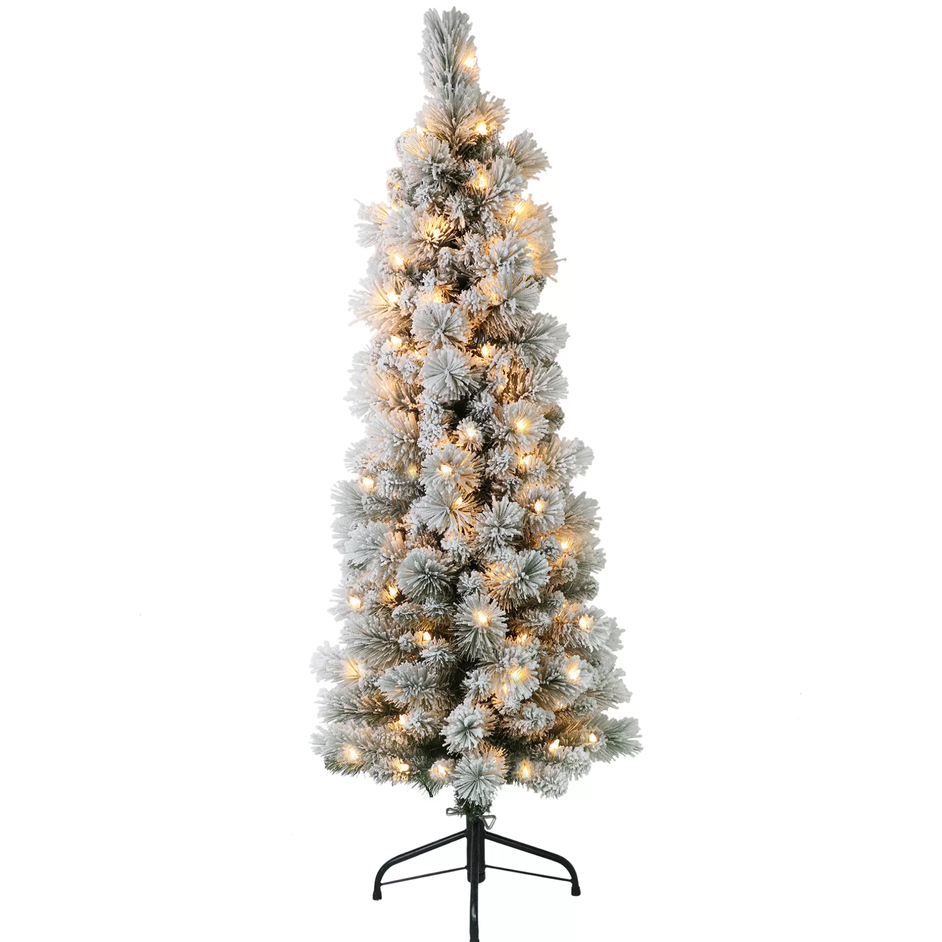 Best 4.5' Pre-Lit Flocked Portland Pine Artificial Christmas Tree - Clear Lights - 33400710 Pre-Lit