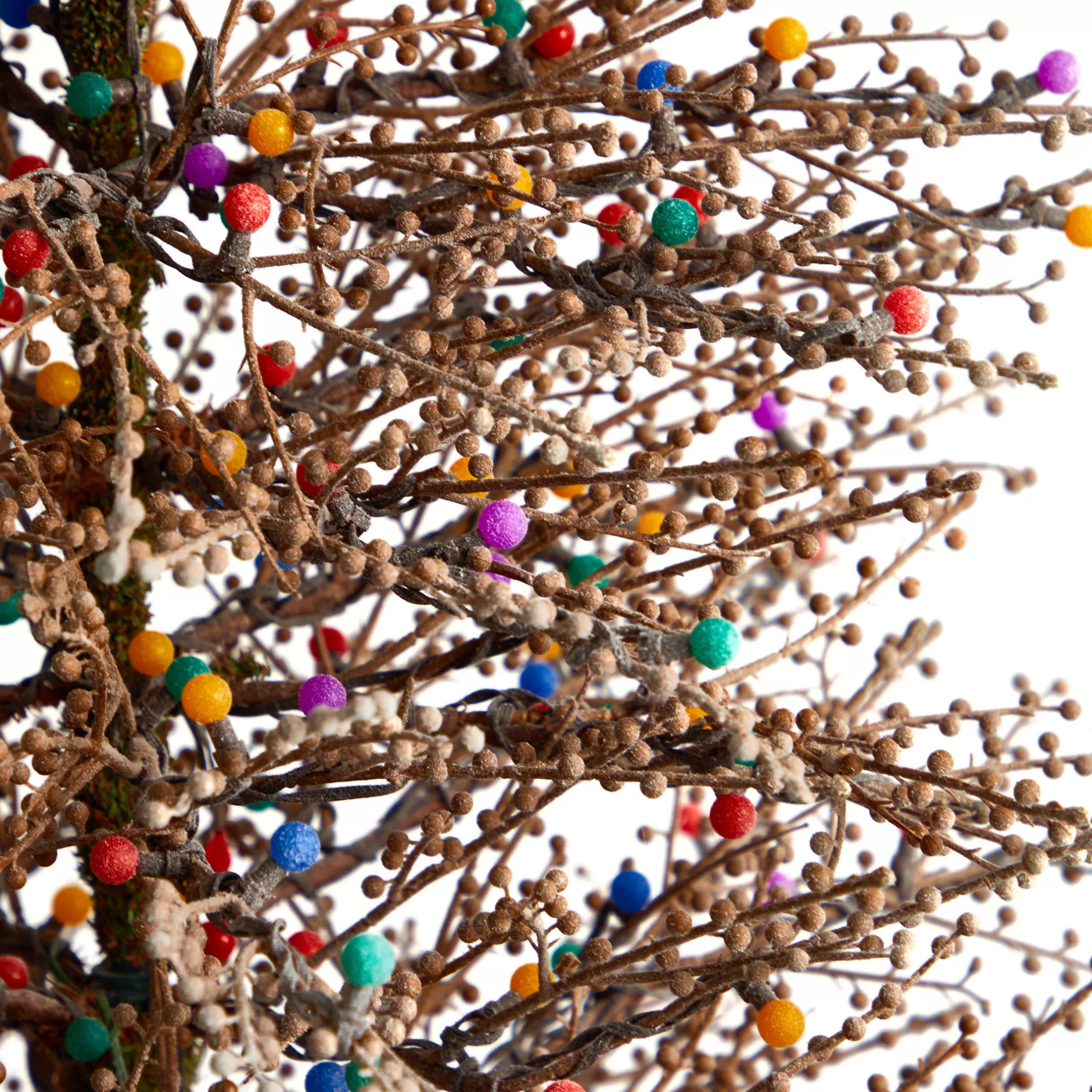Hot 7' Pre-Lit Frosted Berry Twig Artificial Christmas Tree, Multicolor Lights Pre-Lit