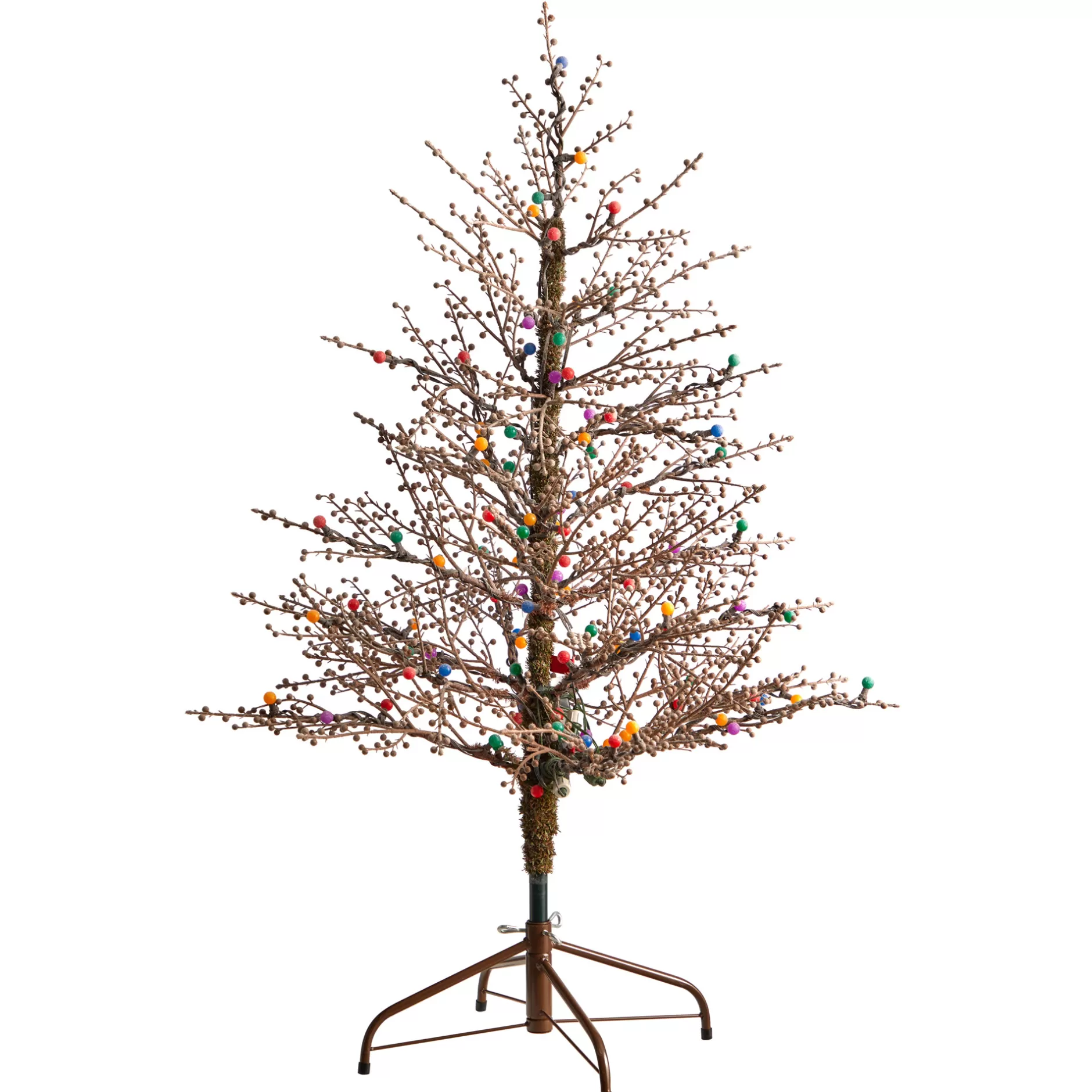 Best 4' Pre-Lit Frosted Berry Twig Artificial Christmas Tree, Multicolored Led Lights Pre-Lit