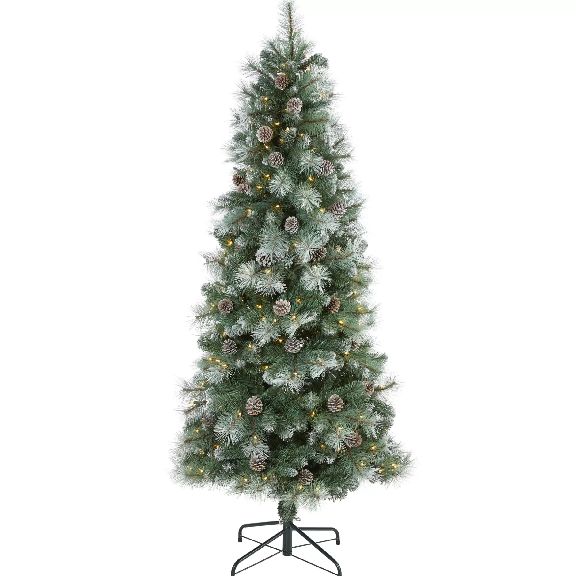 Best 6' Pre-Lit Frosted Columbia Pine Artificial Christmas Tree, Clear Led Lights Flocked