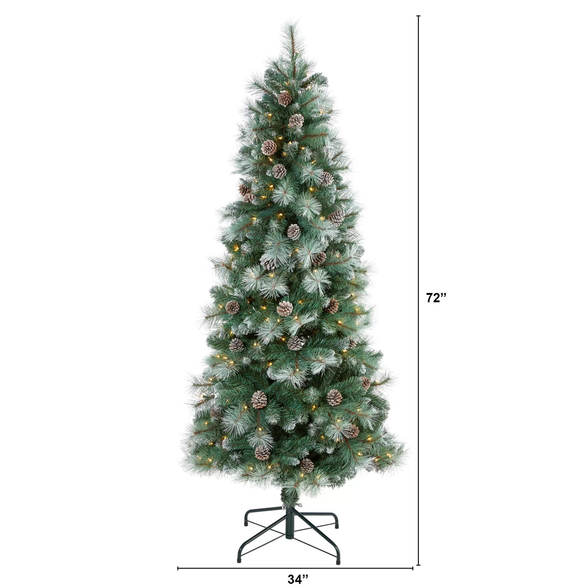 Best 6' Pre-Lit Frosted Columbia Pine Artificial Christmas Tree, Clear Led Lights Flocked