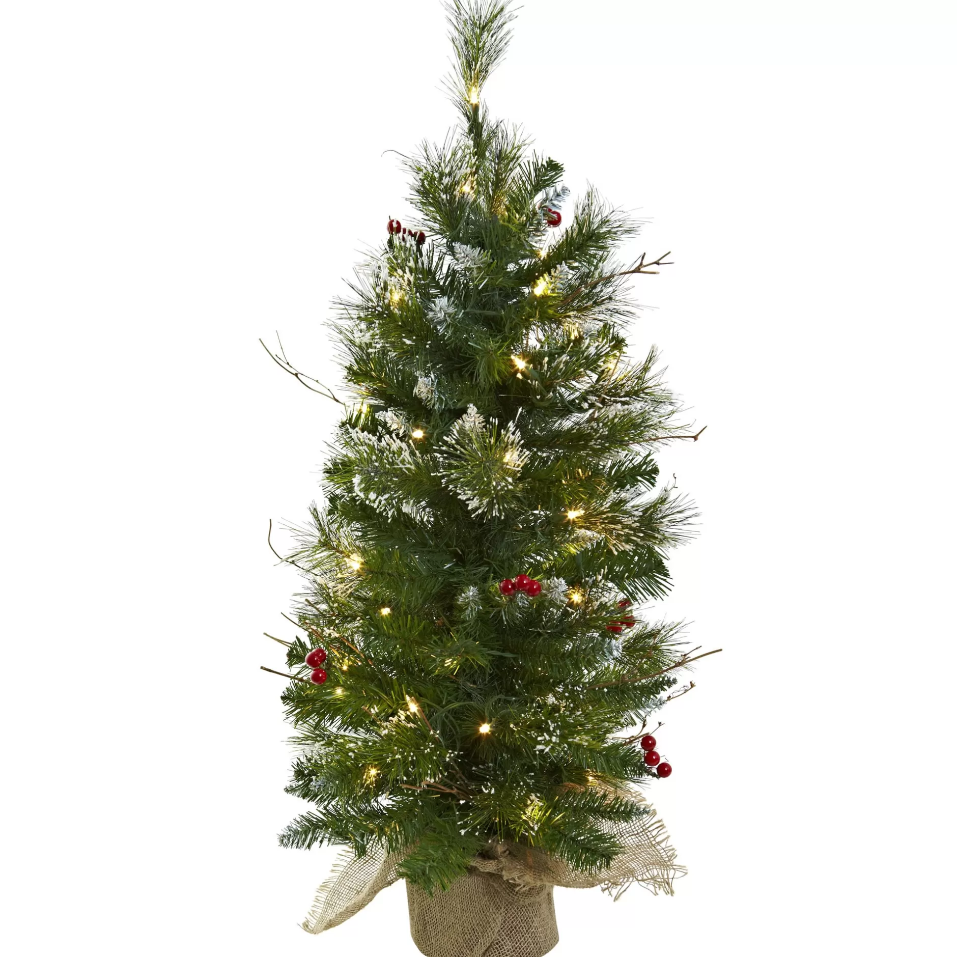 Discount 3' Pre-Lit Frosted Pine Artificial Christmas Tree, Clear Lights Flocked