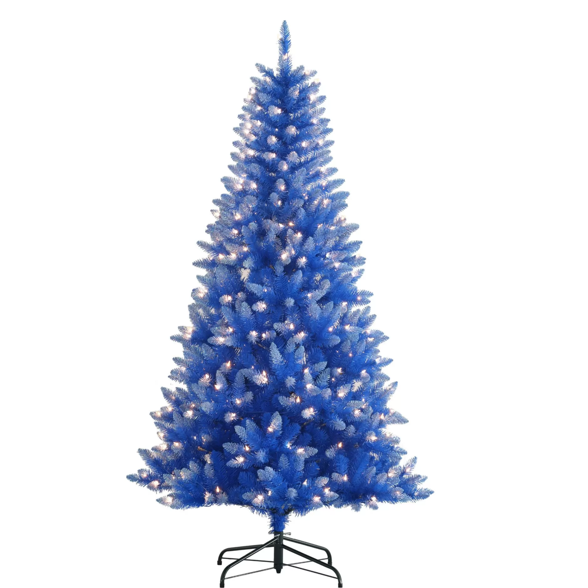 Sale 6.5' Pre-Lit Full Blue Artificial Christmas Tree, Clear Lights Colorful