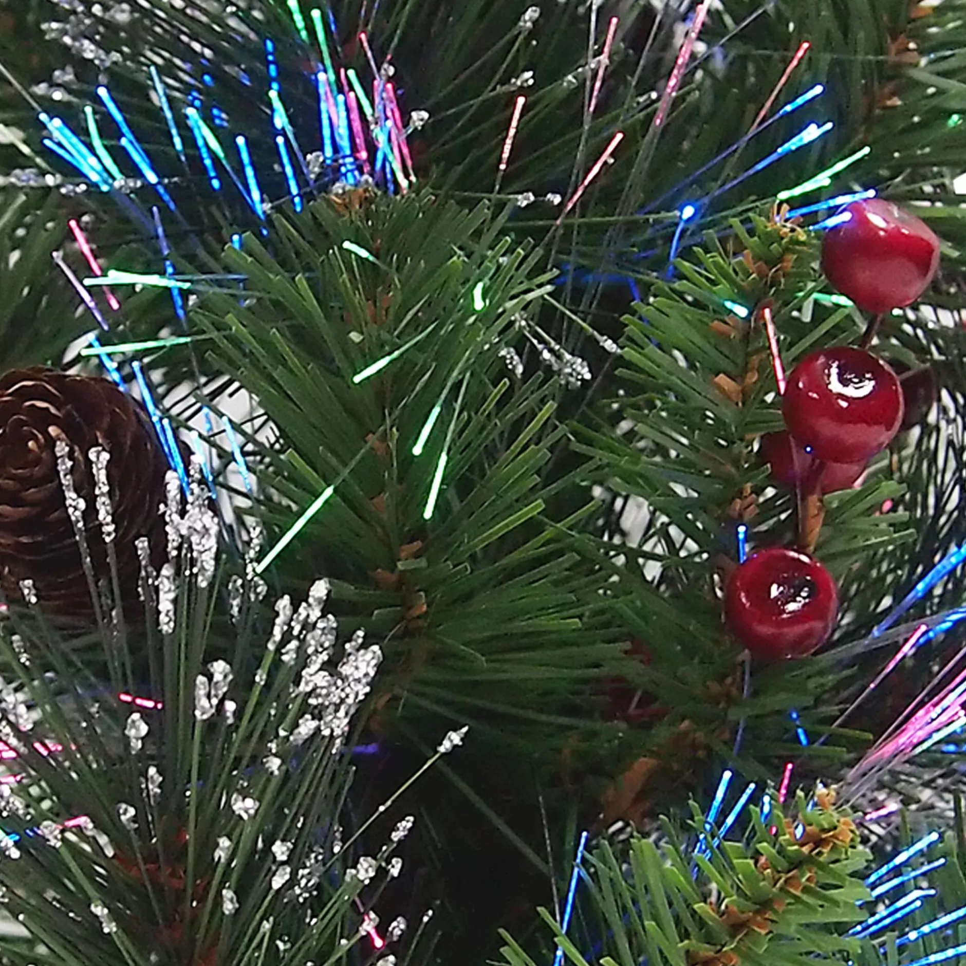 Best 18" Pre-Lit Full Crestwood Spruce Artificial Christmas Tree, Multicolor Led Lights Pre-Lit