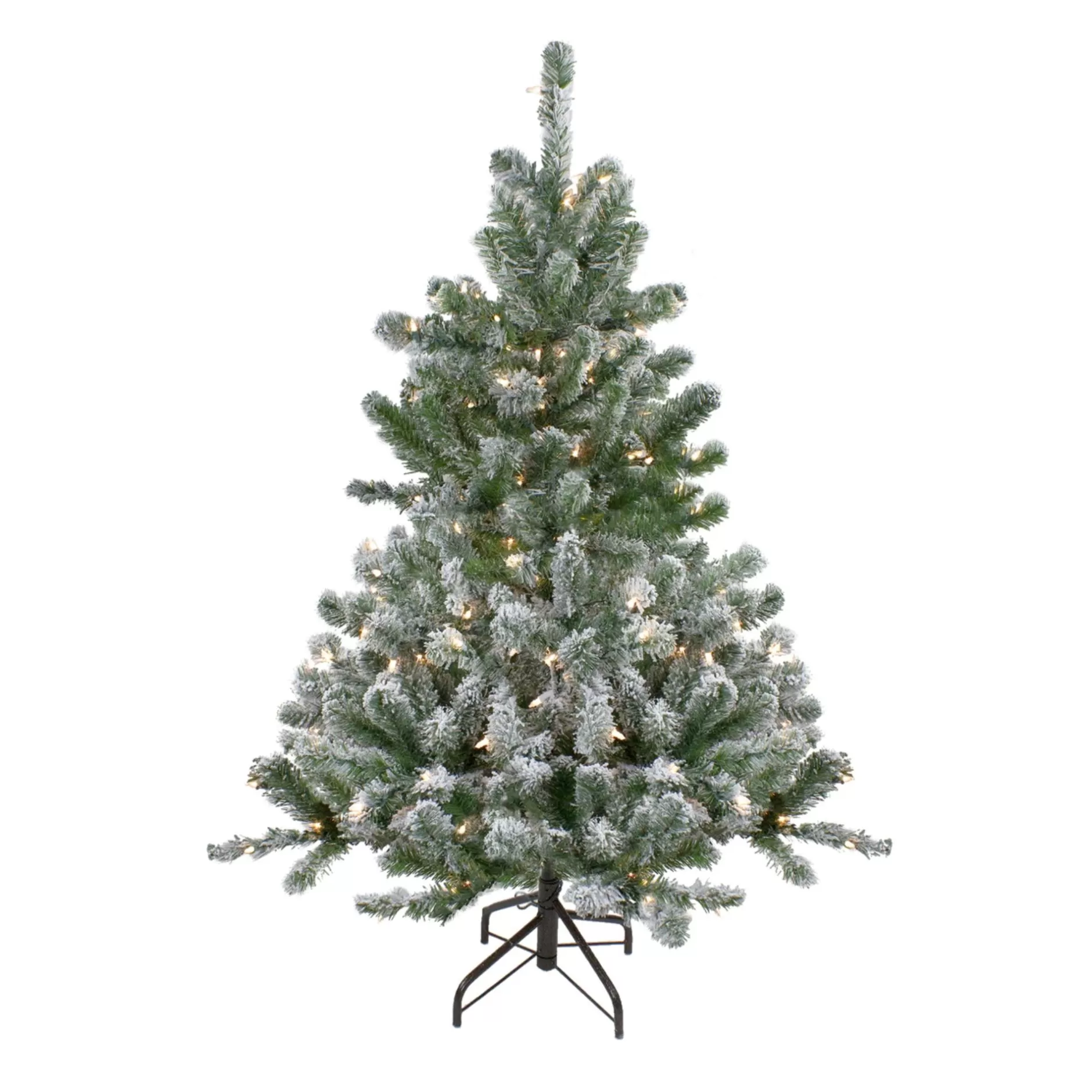 Flash Sale 4.5' Pre-Lit Full Flocked Natural Emerald Artificial Christmas Tree - Clear Lights Pre-Lit