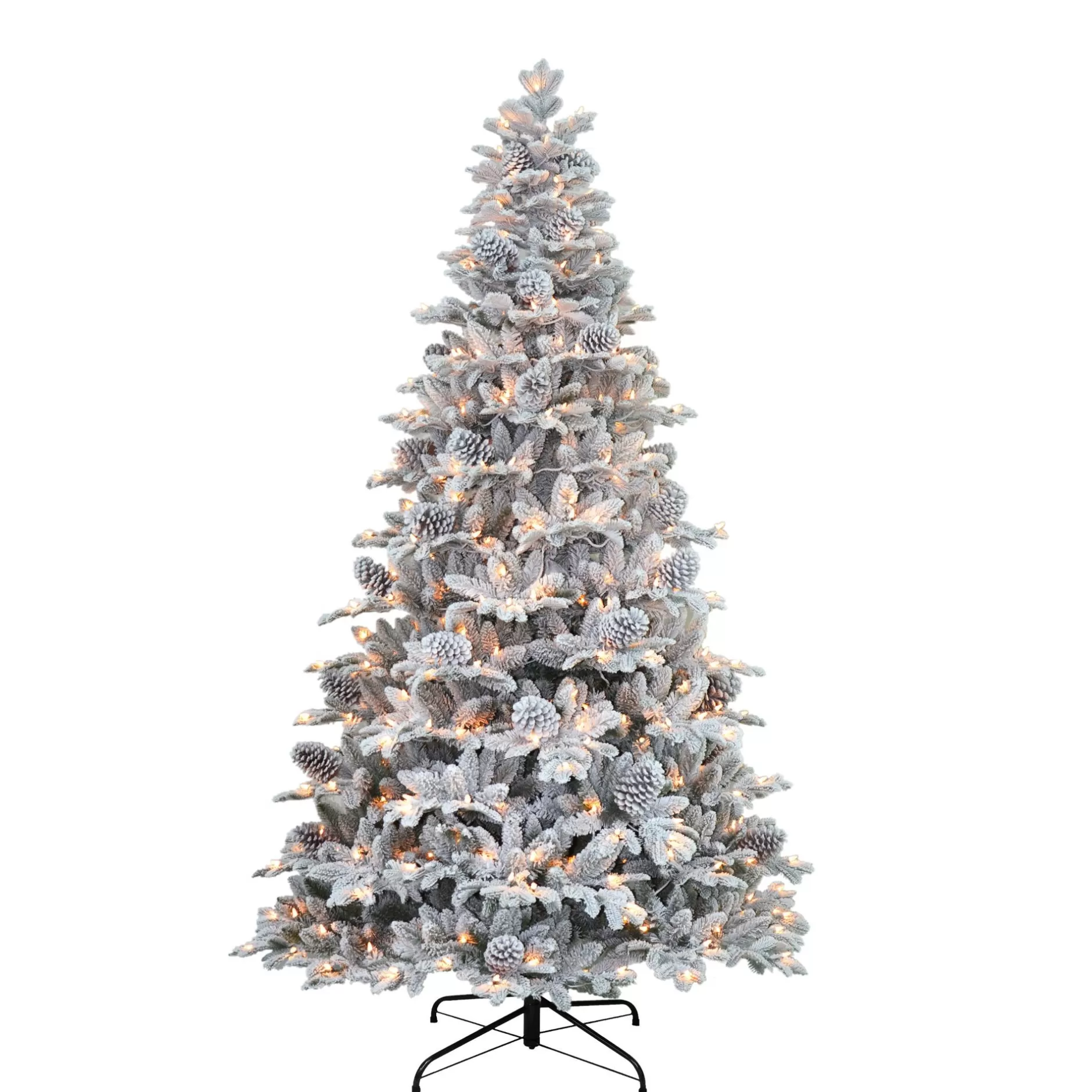 Best Sale 7.5' Pre-Lit Full Flocked Vermont Pine Artificial Christmas Tree, Clear Lights Flocked