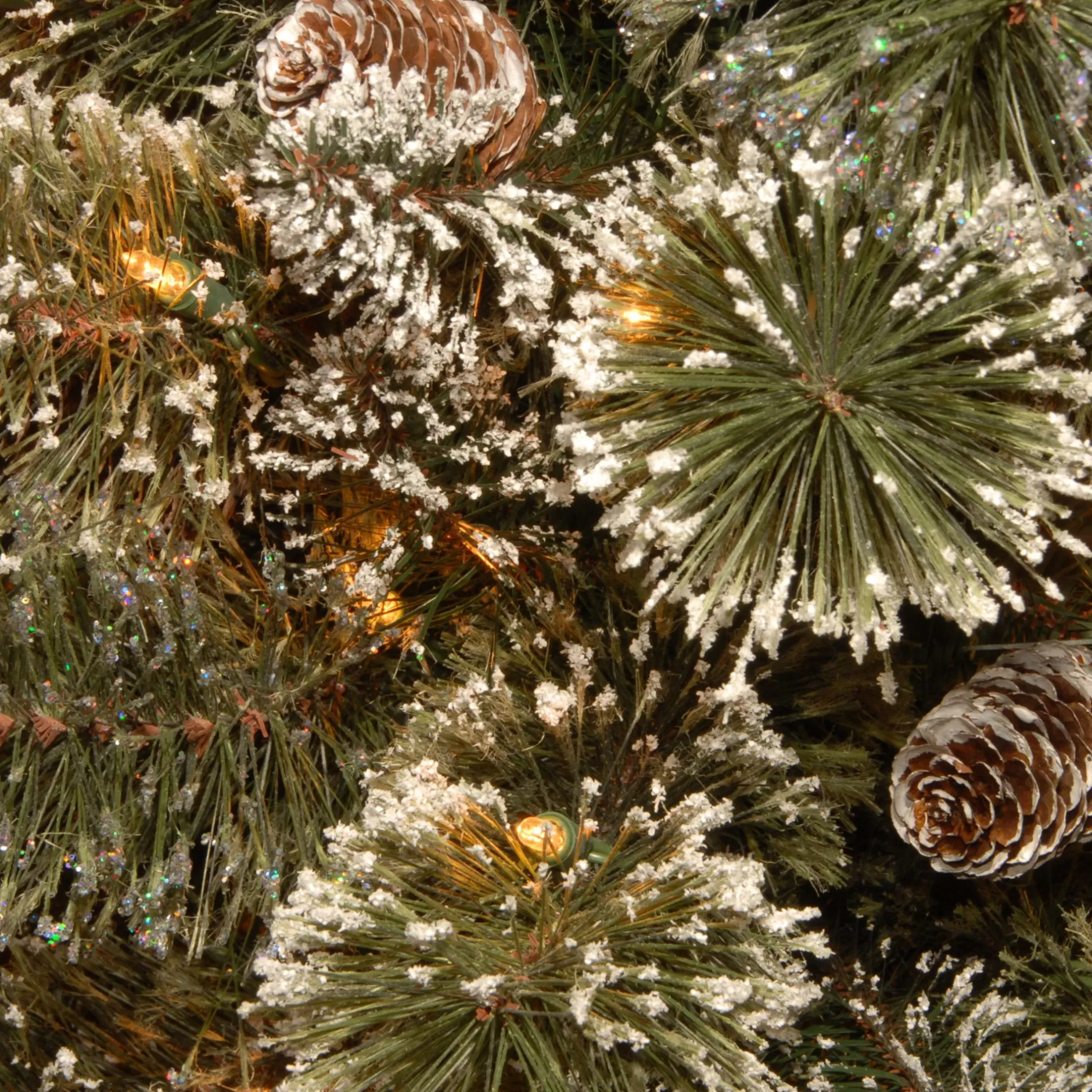 Hot 2' Pre-Lit Full Glittery Bristle Pine Artificial Christmas Tree - Warm White Led Lights Pre-Lit