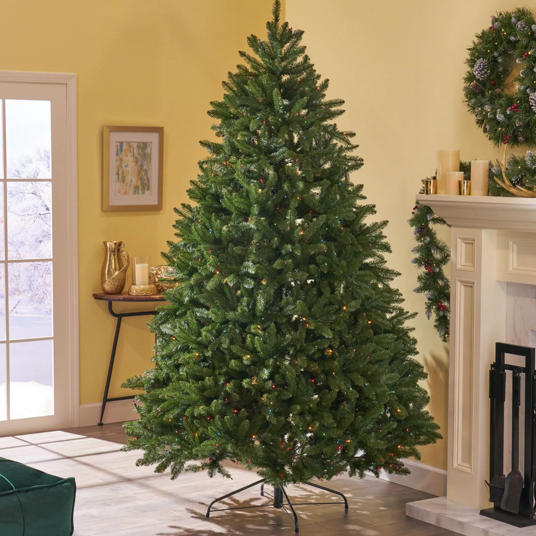 Discount 7.5' Pre-Lit Full Norway Spruce Artificial Christmas Tree - Multicolor Lights Pre-Lit