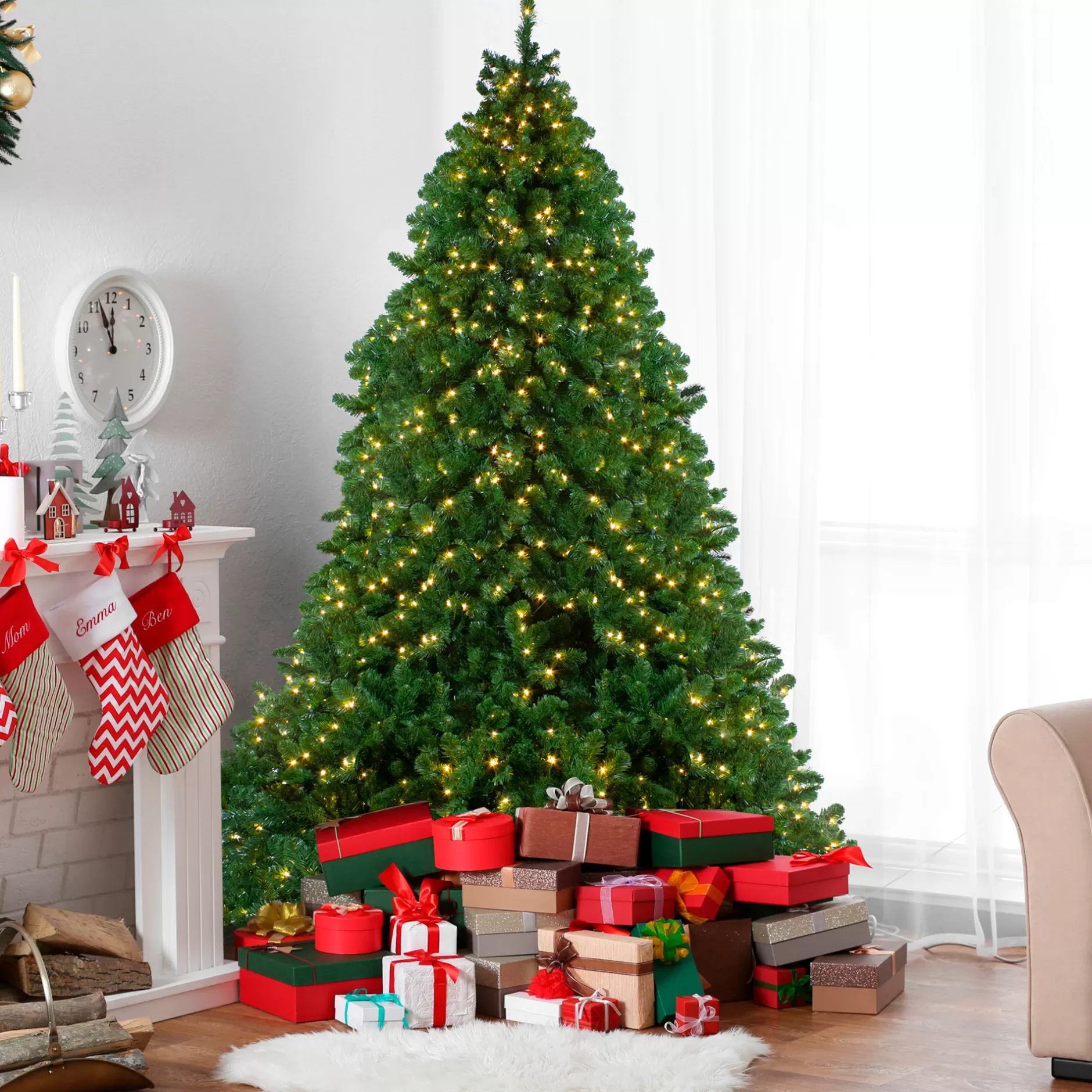 Best 14' Pre-Lit Full Olympia Pine Artificial Christmas Tree - Warm White Lights Pre-Lit